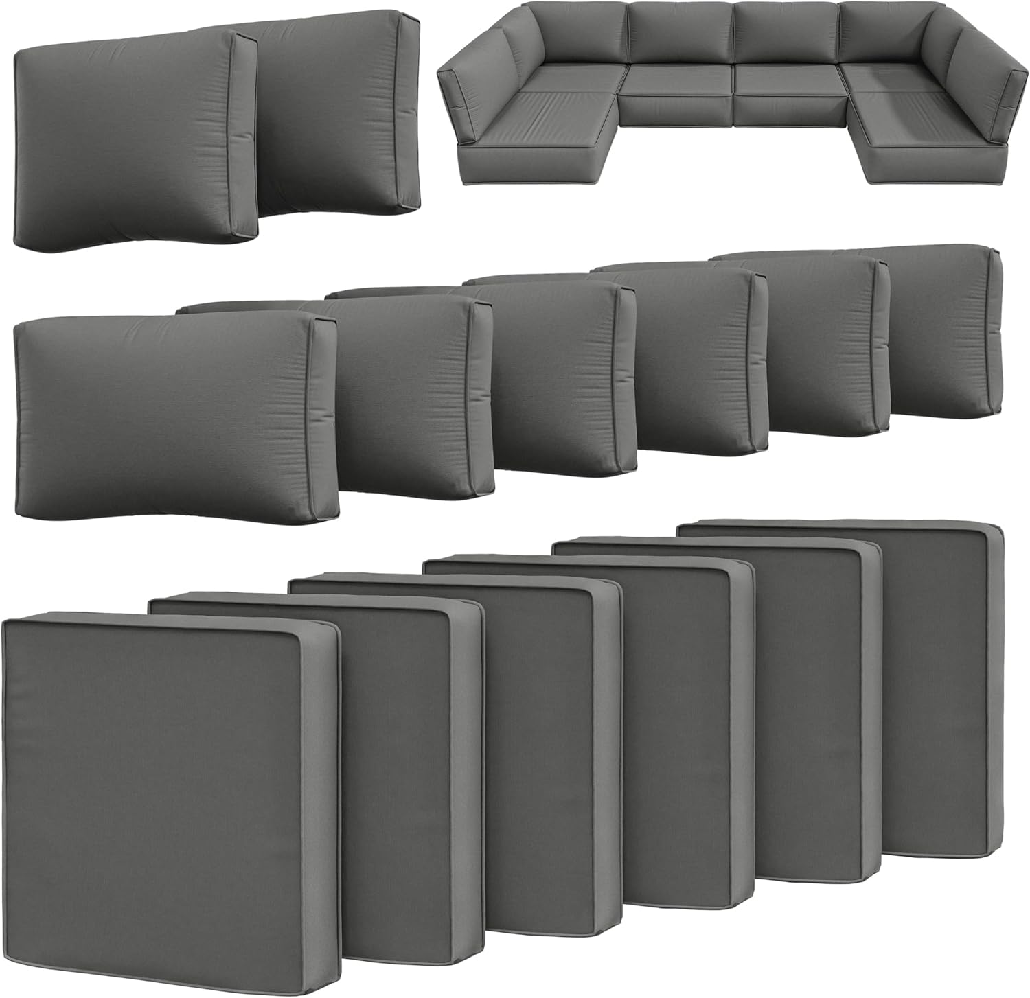 14 Pcs Outdoor Cushion Slipcovers Outdoor Patio Cushion Covers Replacement Waterproof with Zipper for Outdoor Furniture, Patio Sofa Couch 3 Sizes, Covers Only