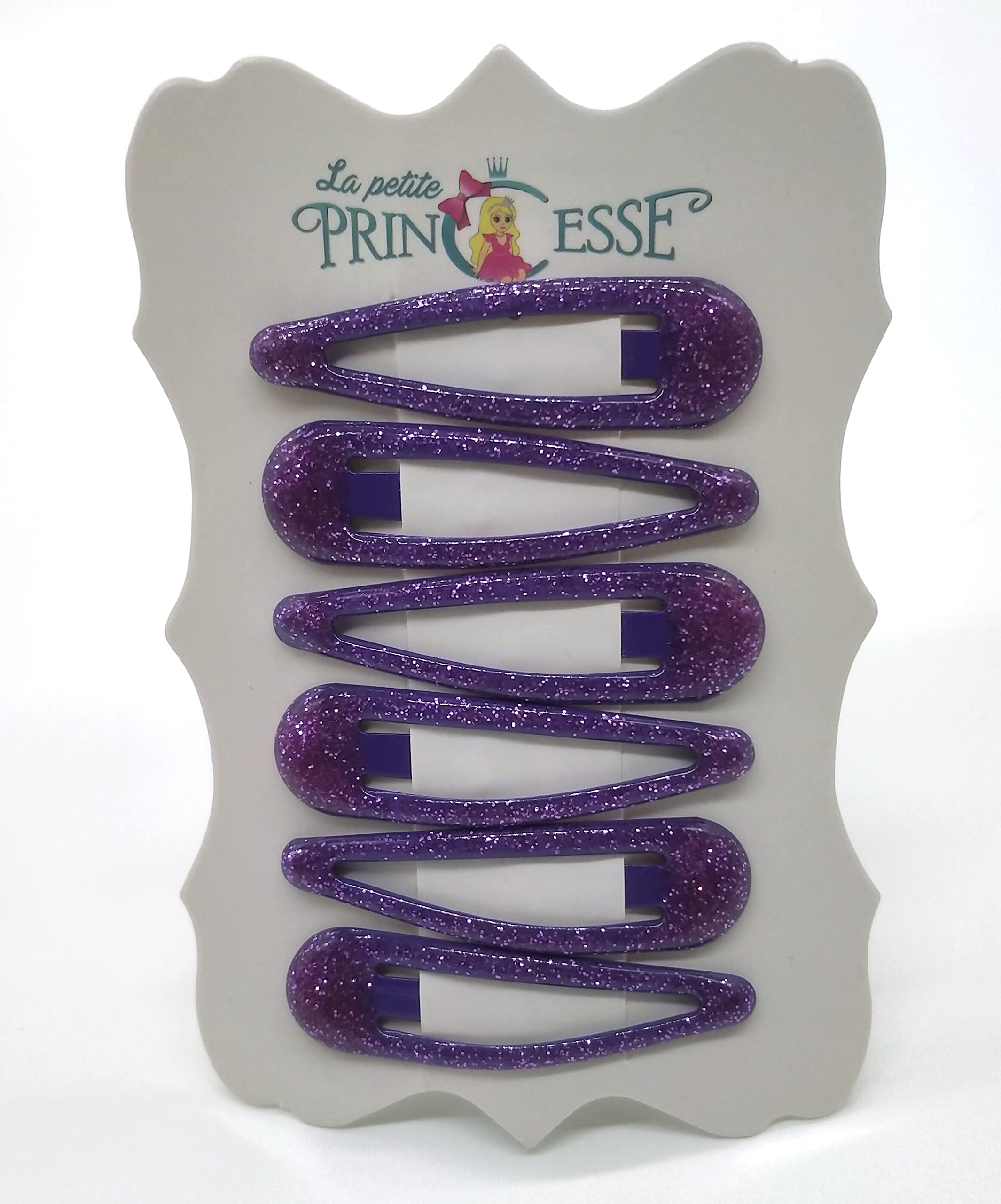 La Petite Princessehair clips, accessories for girls school, snap hair clips 6 PCS (Purple Glittery)