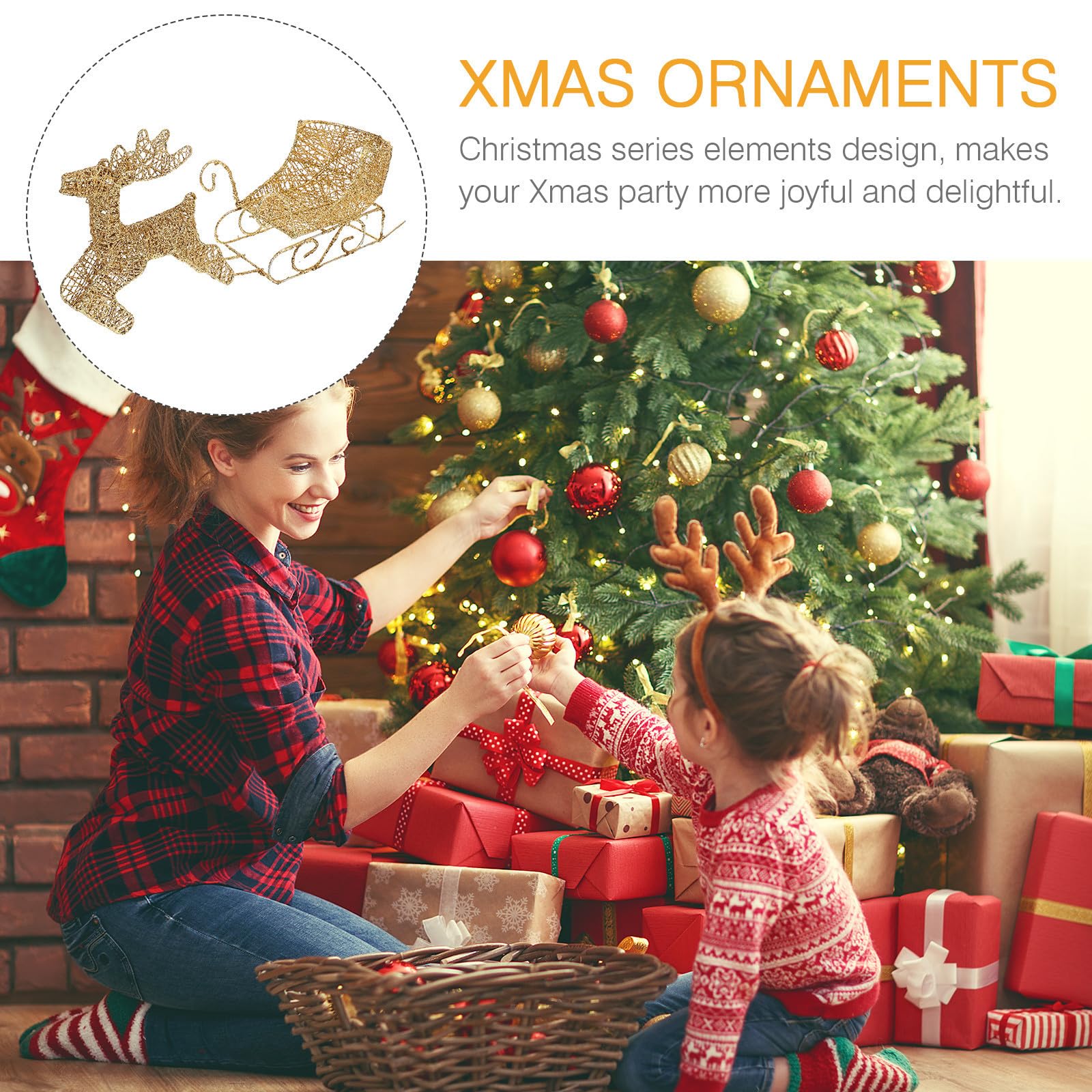 ABOOFAN 2sätze Weihnachtliches Rentier Und Schlitten-dekorationsset Aus Tischornament Für Festliche Anlässe Weihnachtsdeko Für Zuhause Langlebig Und Farbenfroh Für Partys Und