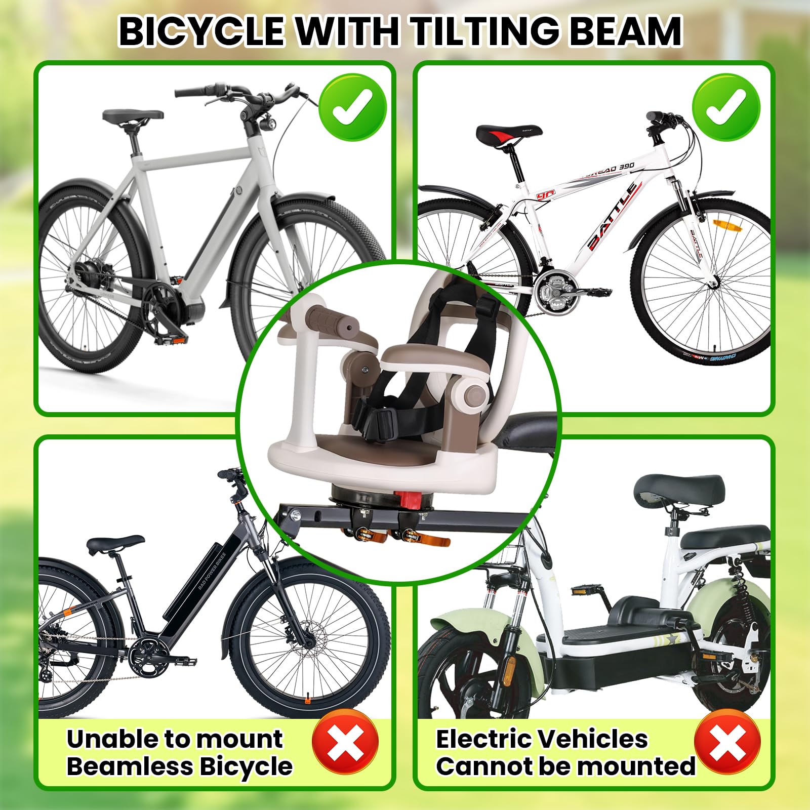 auvstar Seggiolino Bici per Bambini Anteriore,Seggiolino Anteriore per Bicicletta,Adatto A Mountain Bike E Biciclette