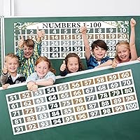 Vista 6 de Pósteres de matemáticas de eucalipto, números del 1 al 100 para profesores, juego de tablones de anuncios de líneas numéricas de vegetación, tabla