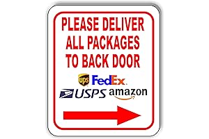 8.5"x10" Please Deliver to Back Door Right Arrow Delivery Sign for Delivery...