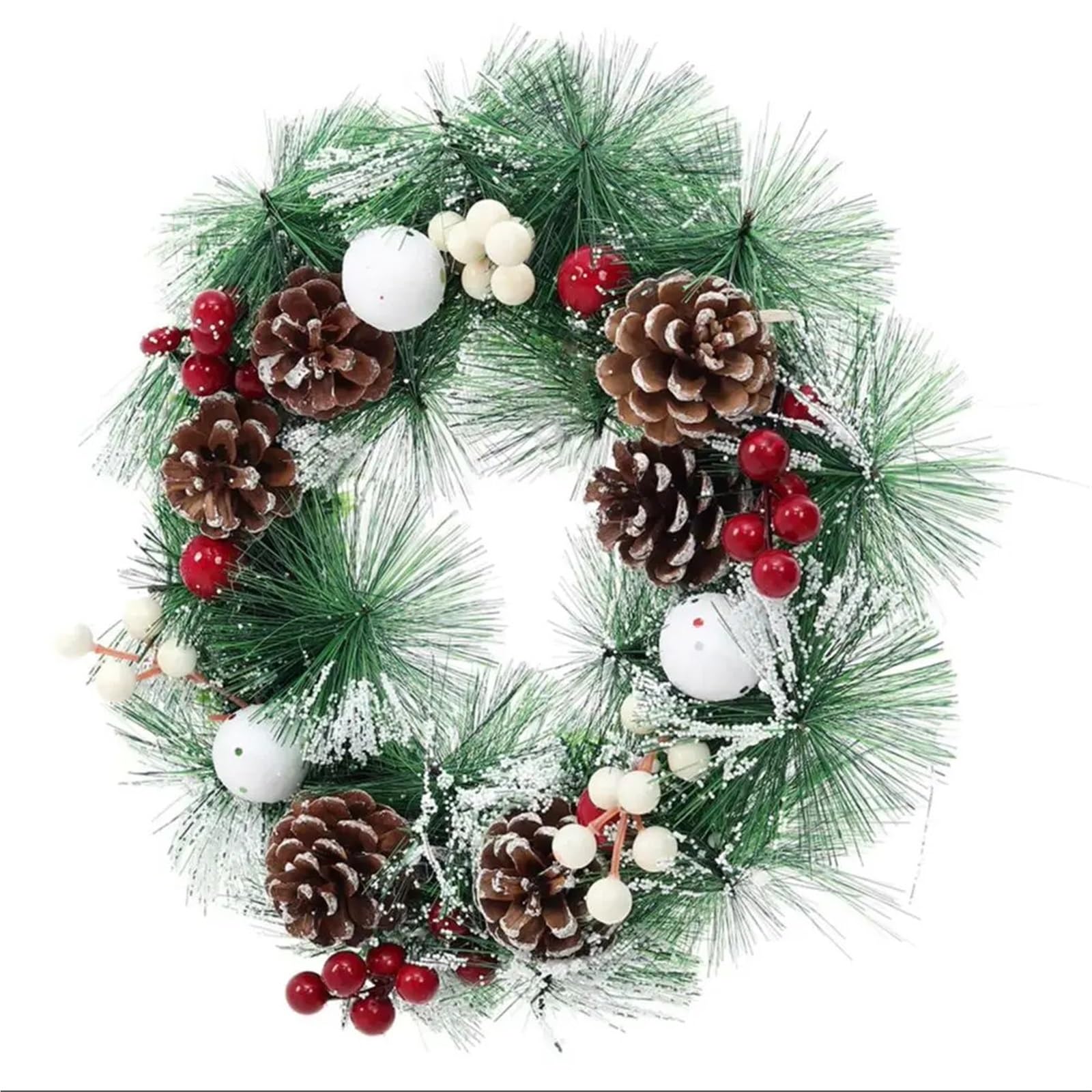 Luysgbxr Multicolor Wreaths Wreath 32.0Cm Snowflake Pine Cone Artificial
