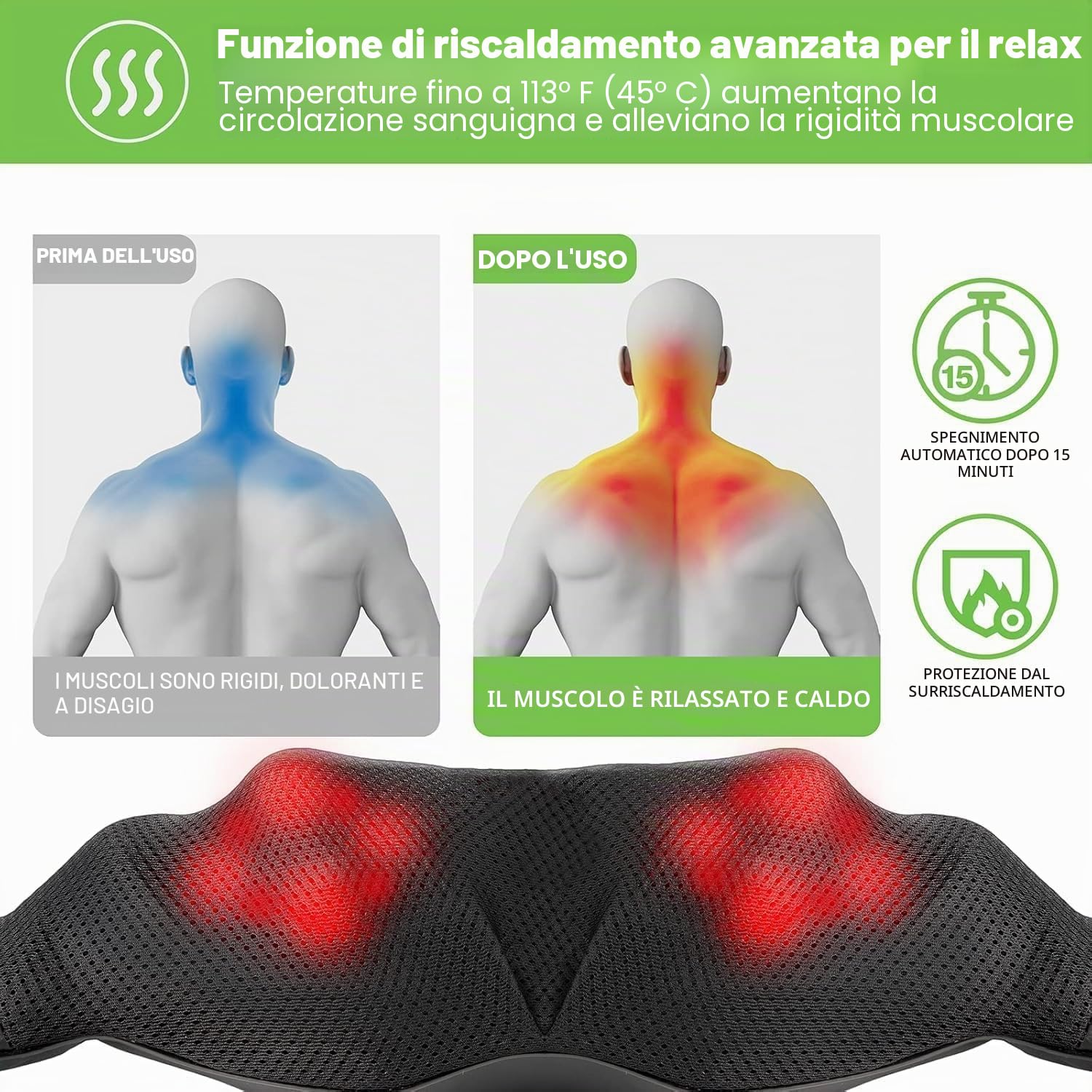 Cotsoco Massaggiatore Cervicale, Massaggiatore Cervicale Collo Spalle e Schiena Senza fili Migliorato con Calore, 3 Velocità Regolabili e Direzione Regolabile, Ottimo Regalo per Donne/Uomini/Genitori