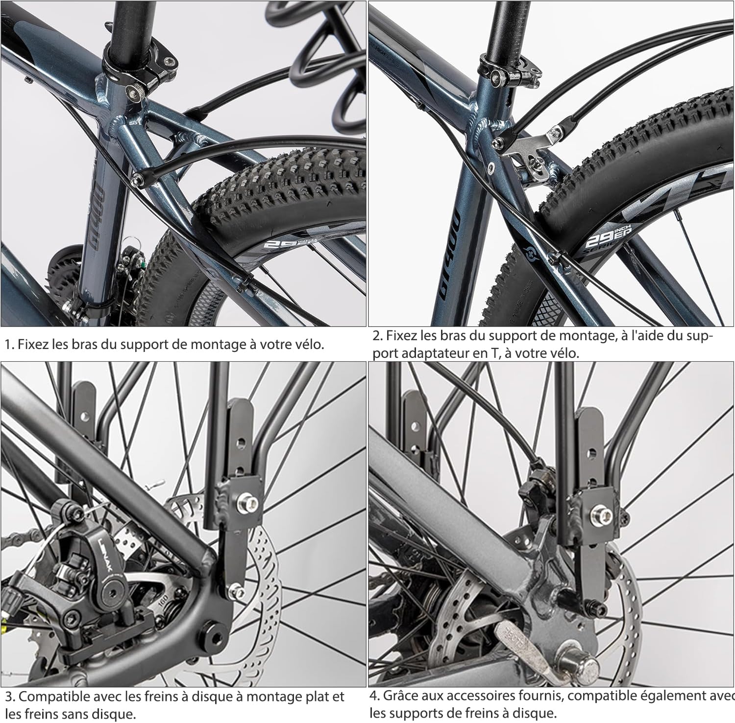 CXWXC Panier de vélo arrière avec porte-bagages - Porte-bagages avec panier fixe pour vélos avec et sans freins à disque - Porte-charge pour panier de vélo pour 26"-29" et 700c