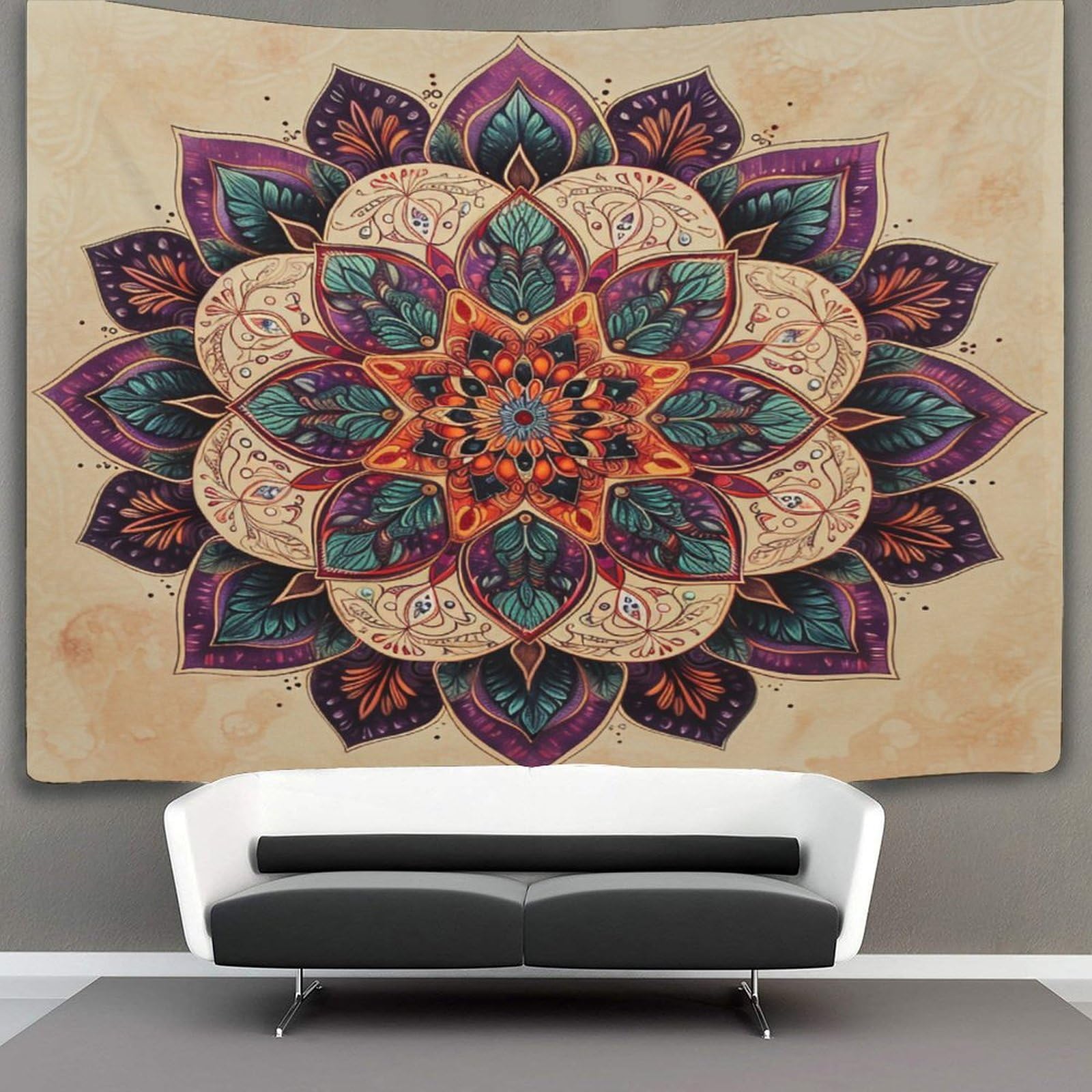 kaiyun Mandala Tapestry Wall Hanging Datura Flowers Wall Art for Living Room Bedroom Dorm 150cmx200cm