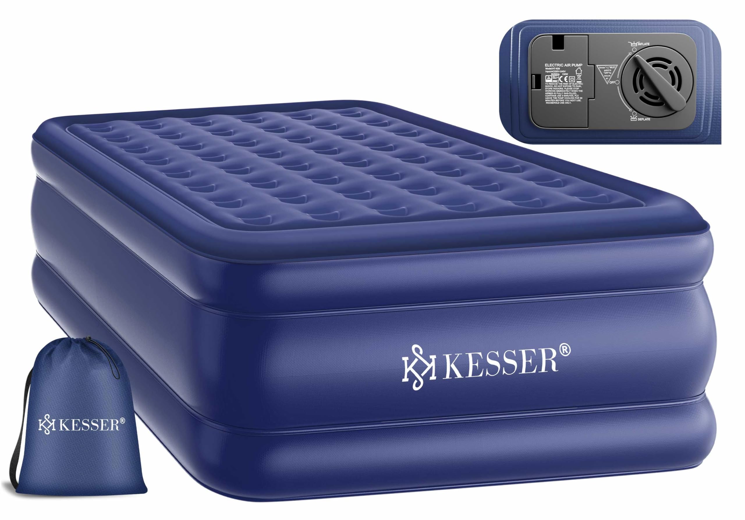 KESSER® Aufblasbare Matratze Luftbett Selbstaufblasend Gästebett mit eingebauter elektrischer Pumpe, Luftmatratze für Camping oder Heimgebrauch Mit Tasche, geeignet für 1 Person - 203 x 95 x 51cm