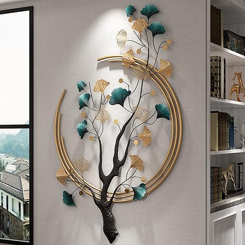 Miniatura 2 de PRISIA Ginkgo - Decoración artística de hojas de metal 3D de 527 x 327 pulgadas para sala de estar porche habitación decoración artística moderna