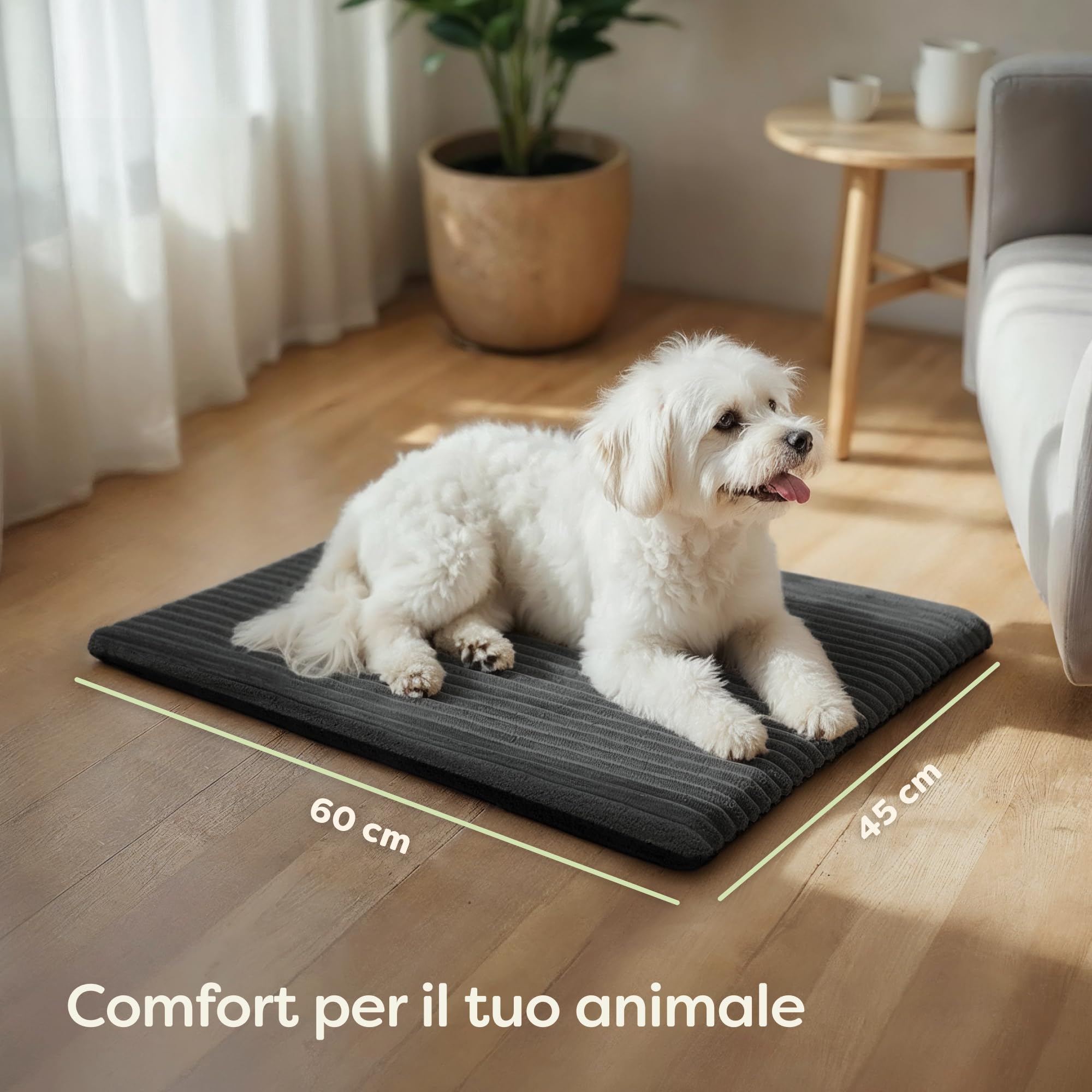 Knupis Tappetino Autoriscaldante Gatto 60x45cm - Morbido e Fonoassorbente – Rivestimento Lavabile – con Fondo Antiscivolo – Grigio