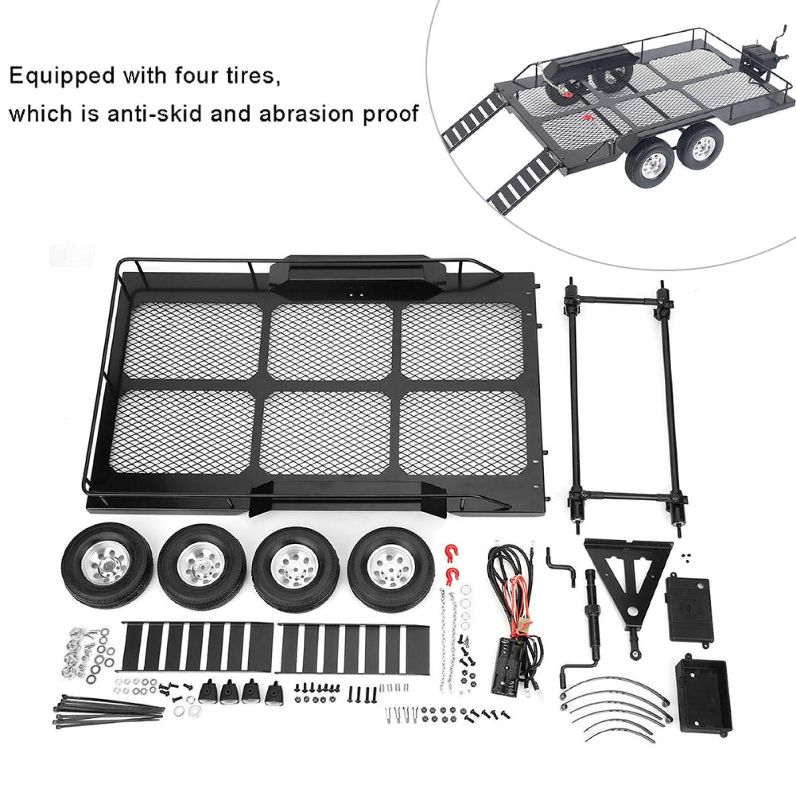 Levigo Aluminum Alloy RC Trailer – Compatible With Traxxas 1/18 TRX4M, Anti-Slip Tires - View #7