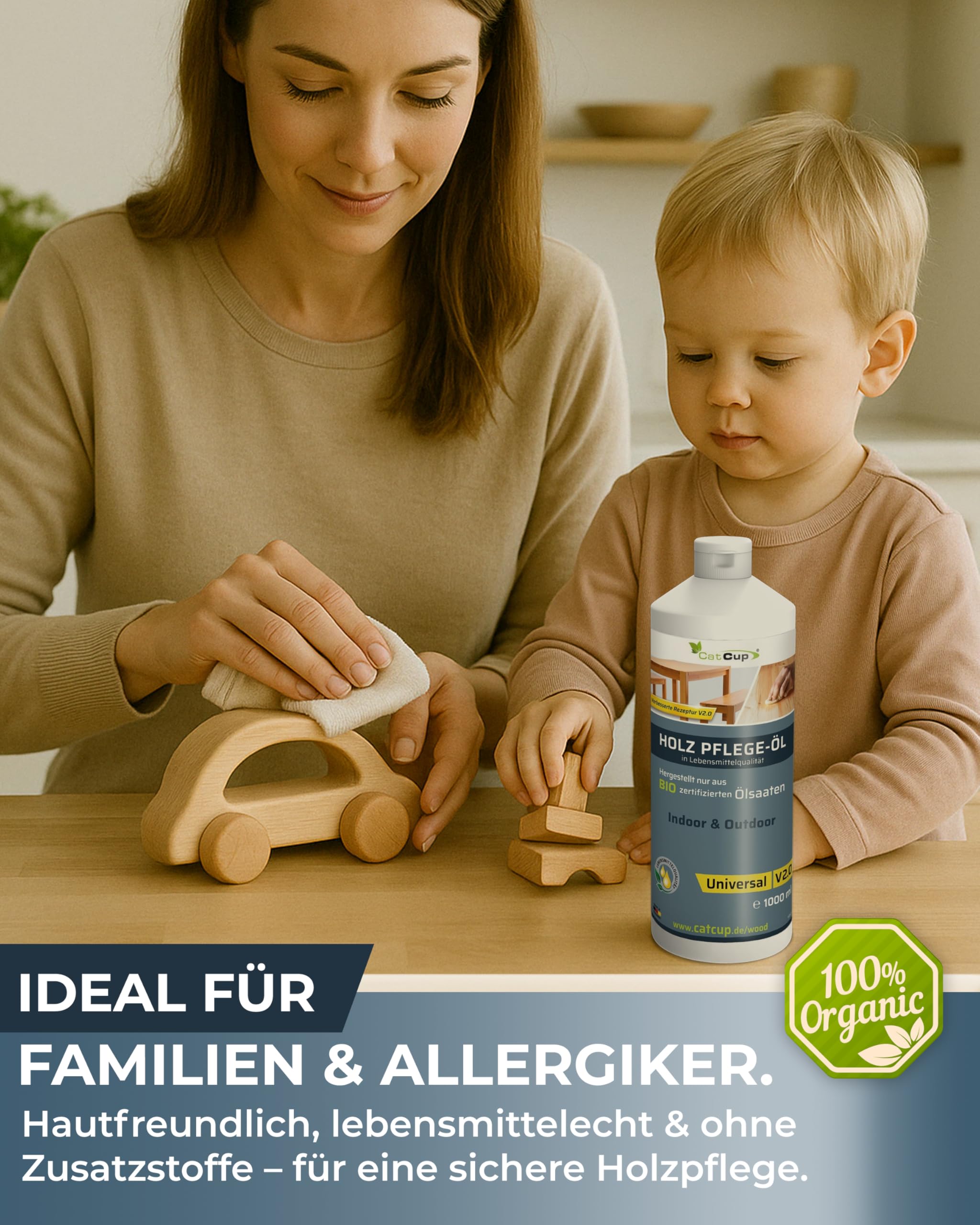UNIVERSAL 5 Liter BIO Holzöl farblos aus Deutschland - Geruchloses Holzpflegeöl für Innen & Aussen - 100% natürliches Holz Öl in Bioqualität - Premium Möbelöl mit Anleitung