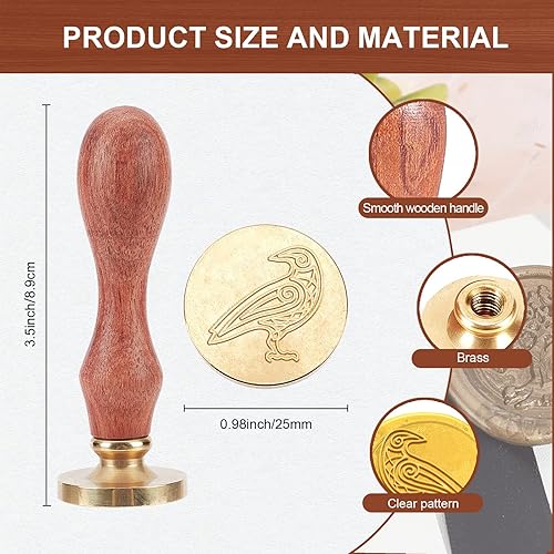 Miniatura 9 de MAYJOYDIY Sello de cera de flor de pájaro, sello de cera vintage de pájaros y flores, sello de cera de 1.181 in extraíble de pájaro en rama de