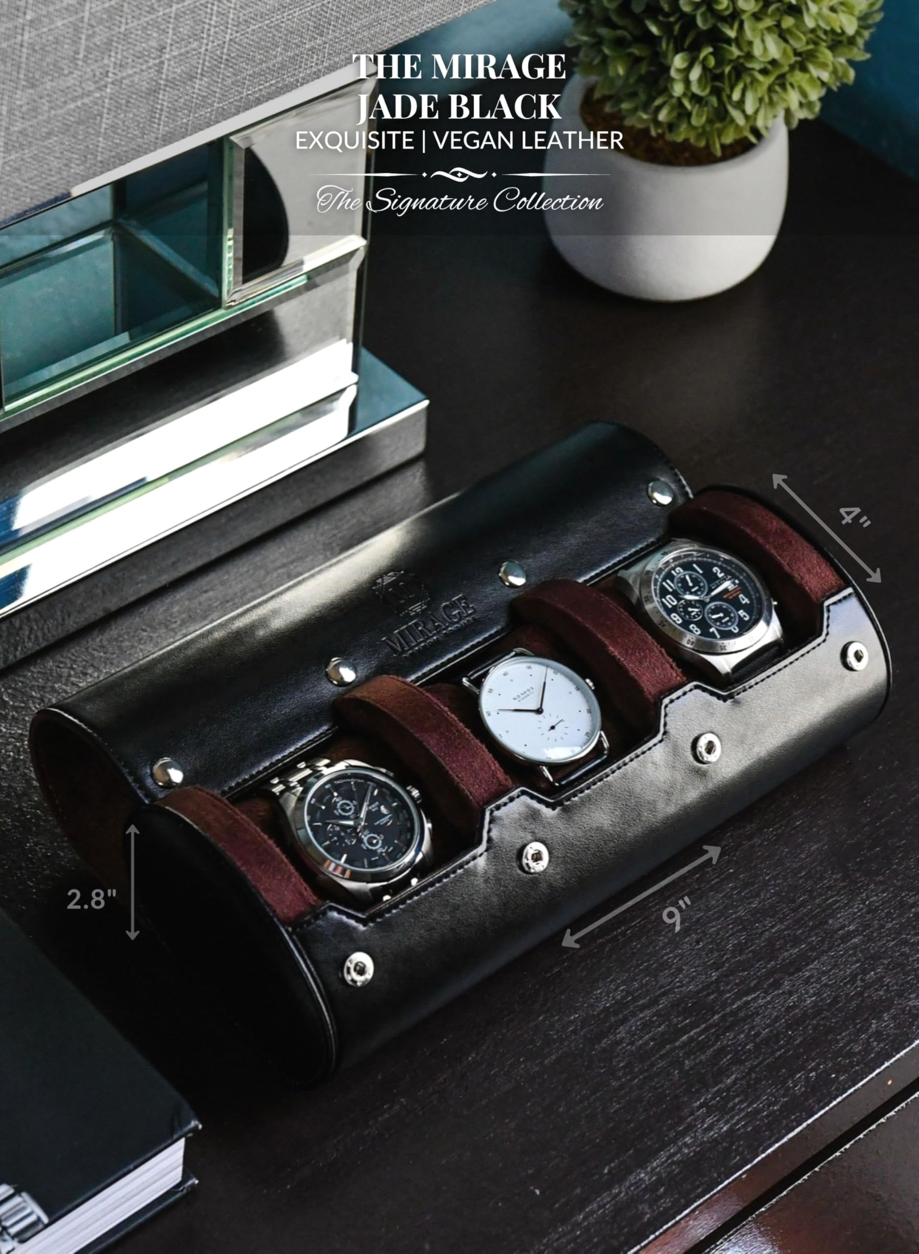 Watch Roll Case for Men - Watch Travel Case - organizer do przechowywania i wyświetlacz - Mirage Watch Roll Case