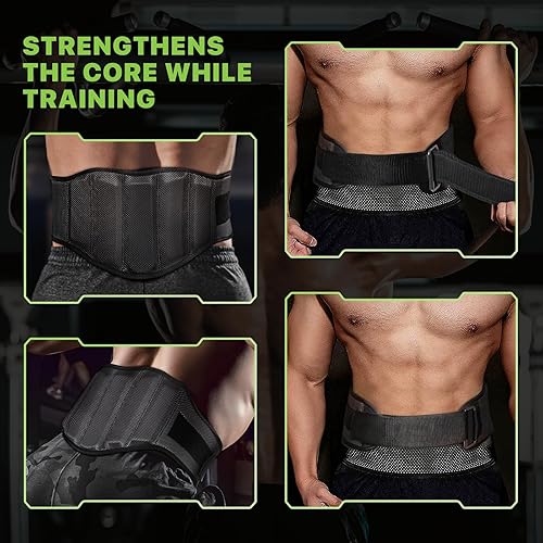 Miniatura 10 de Cinturón de levantamiento de pesas para hombres y mujeres, cinturón de gimnasio de apoyo lumbar y espalda de 8 pulgadas para culturismo, fitness,