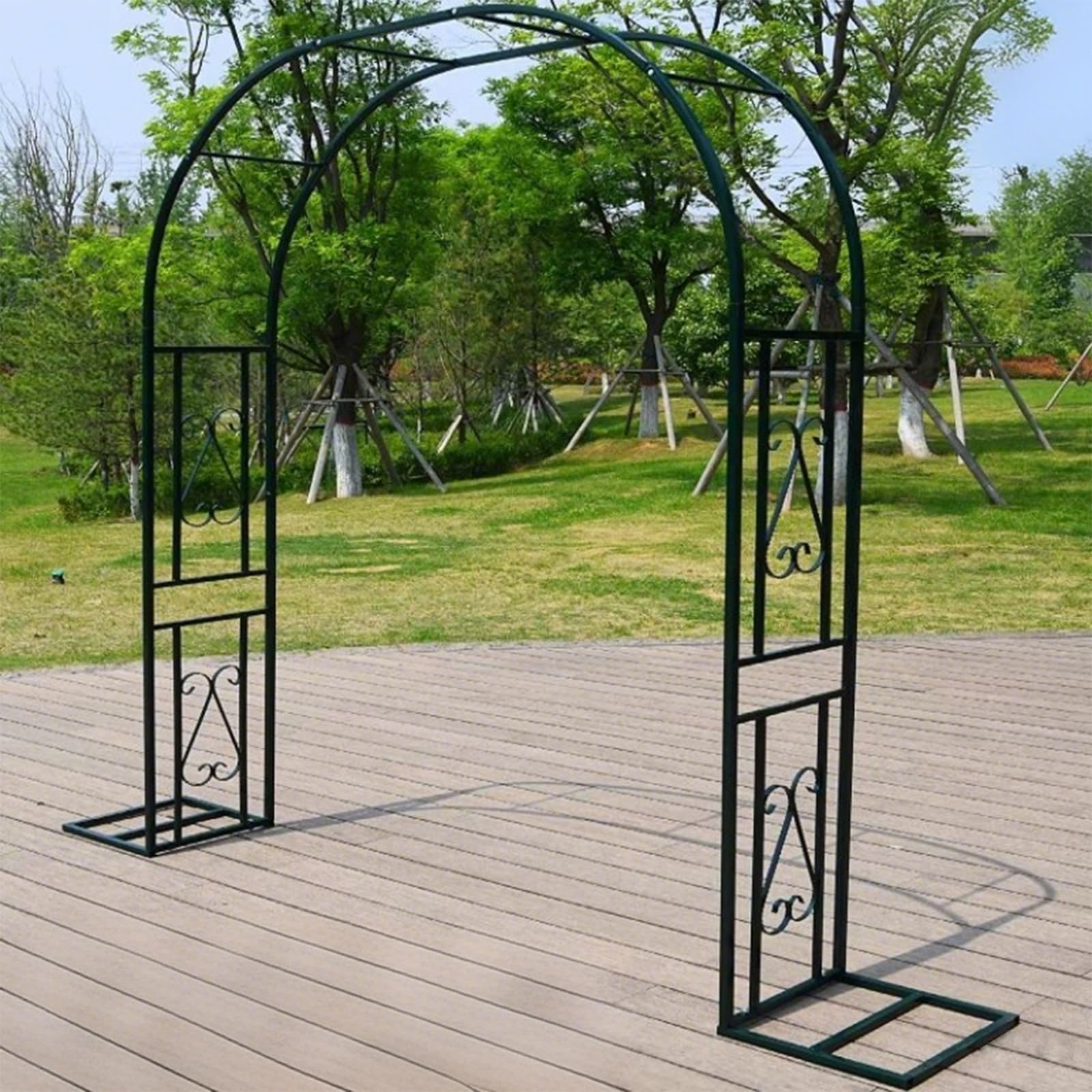 eryssgbf Garden Arch Trellis, for Climbing Plants and Decoration, Metal Garden Arbor with Flat Base Design for Outdoor & Indoor, Lawn, Wooden Floor, Concrete – 180×40×230cm