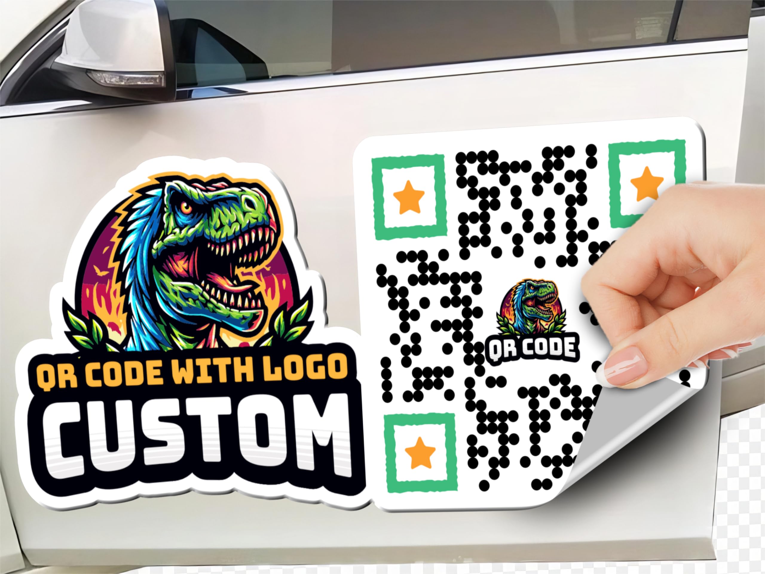 Generic Car - Die Cut Qr Code Sticker with Logo ║ Make Your Own QR Code Style ║ Personalized Waterproof Qr Decal ║ Made in The USA ║ Your Own Car Truck Boat Window Vinyl Decal QR Codes and Logo