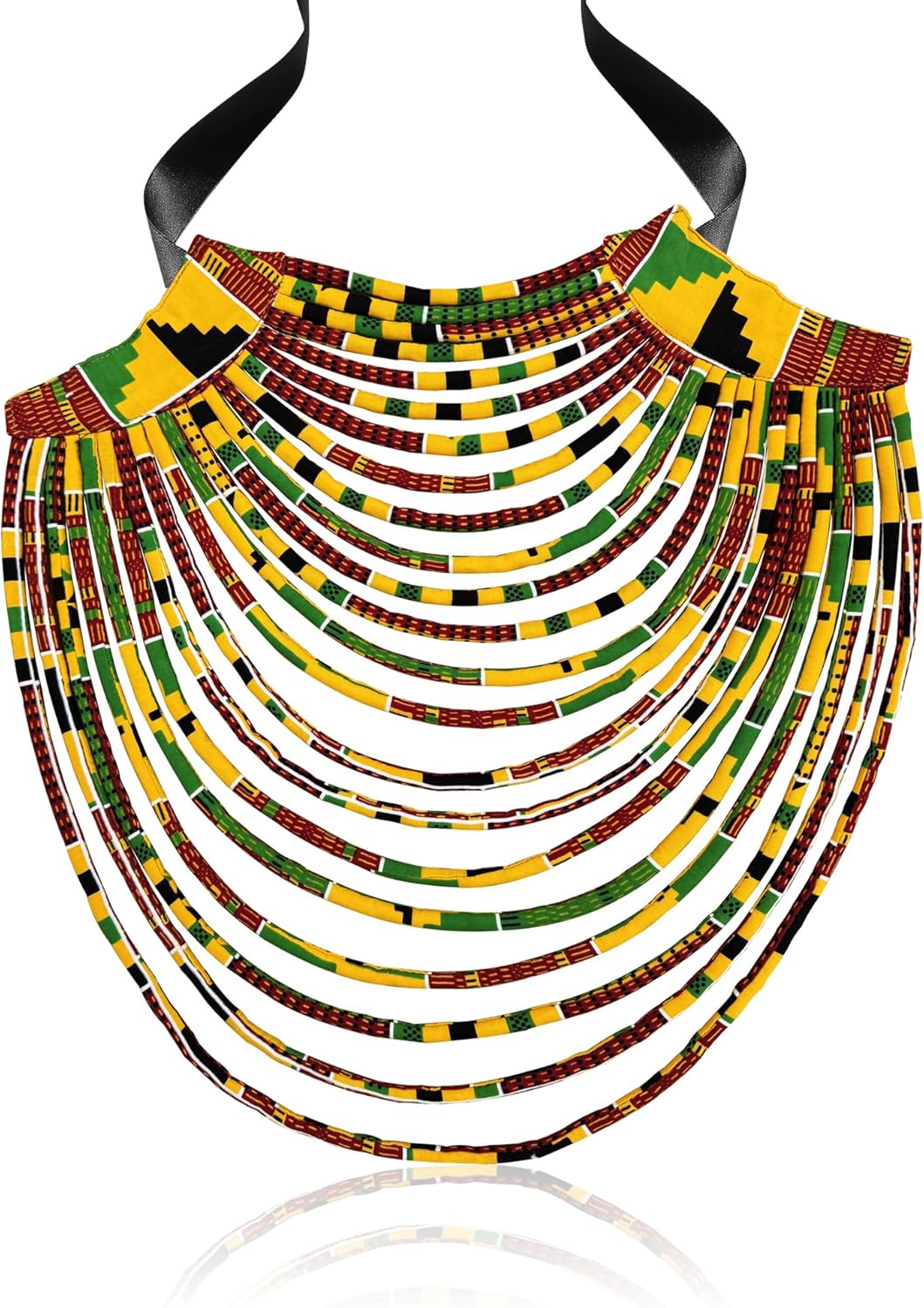 African Necklace for Women, Ankara Multi-Strand Cotton Fabric Statement Necklace, Handmade Bold African Jewelry