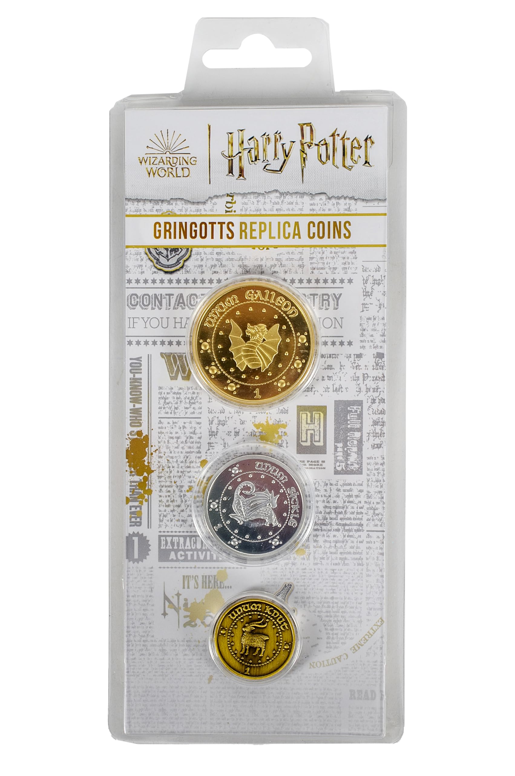 Harry Potter Replik-Münzen - Gringotts Zaubererbank 3er-Set - Sammlermünzen aus Metall - HP Fanartikel Sammlerstück - Geschenke für Damen Erwachsene Kinder Mädchen Jungen Fans
