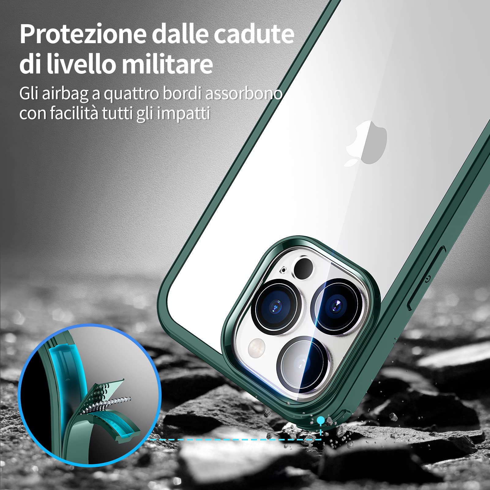 seacosmo Cover per iPhone 14 Pro Max, [9H HD] Integrata Vetro Temperato Schermo e Pellicola Fotocamera 360 Gradi Antiurto Custodia, Rugged Protezione Slim Case per iPhone 14 Pro Max, Verde