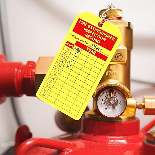 Miniatura 3 de YHNTGB 160 juegos de etiquetas de extintor de incendios con bridas de alambre ajustables, etiquetas mensuales de registro de inspección de