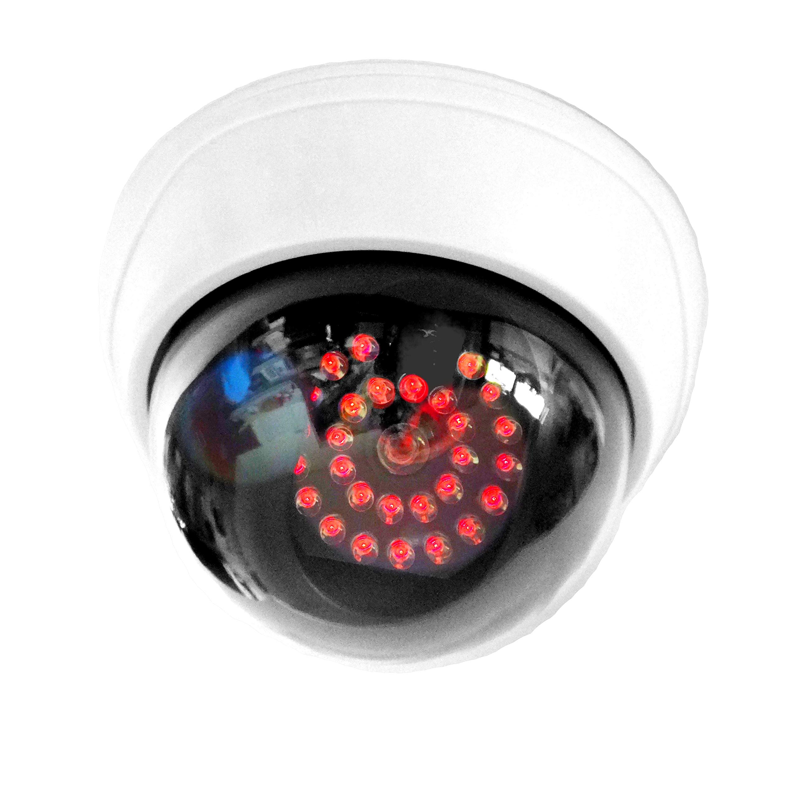Lot de 4 caméras factice avec 25 LED rouges avec objectif - Fausse caméra de surveillance pour l'intérieur et l'extérieur