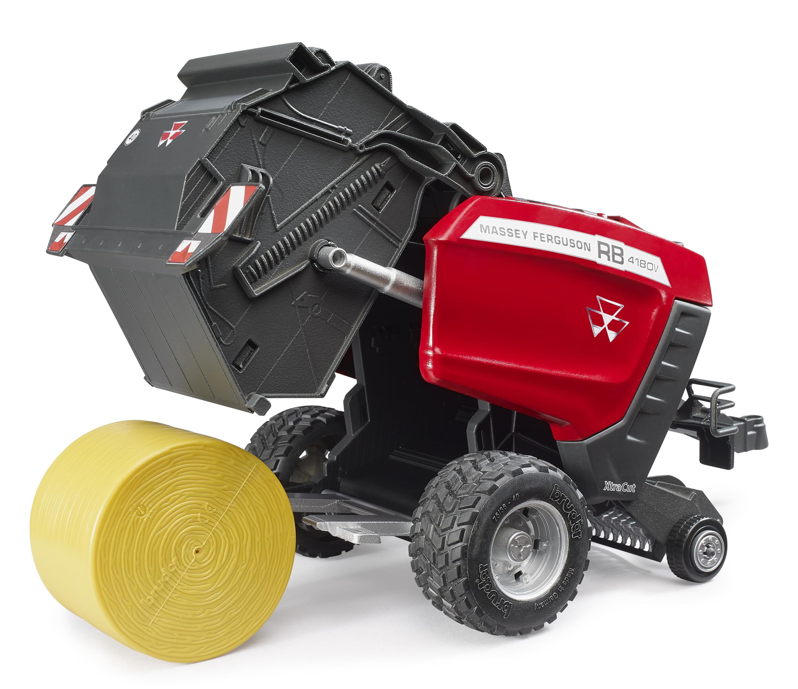 bruder 02039 - Massey Ferguson pressa per balle rotonde RB 4180 V - pressa per balle, mietitrice, fattoria, trattore, balle di paglia