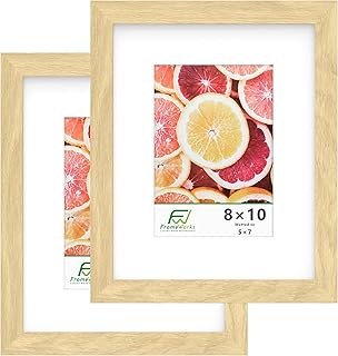 FrameWorks 2-Pack, 8x10 Matted to 5x7 Picture Frame, Natural Oak – Class...