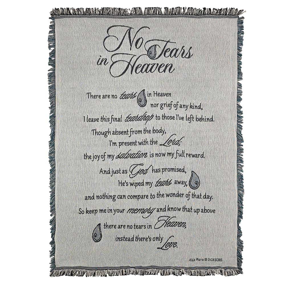 Dicksons No Tears in Heaven on Grey Memorial 48 x 68 All Cotton Tapestry Throw Blanket