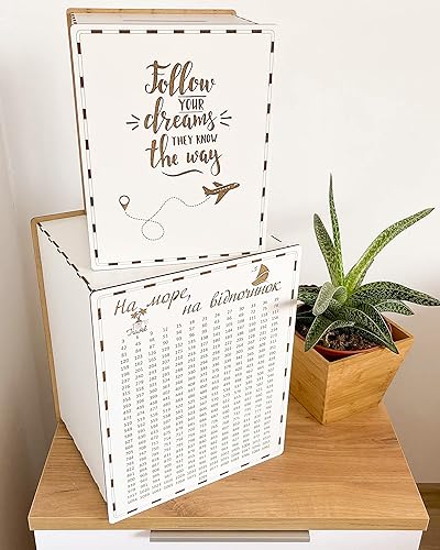 Miniatura 8 de Money Bank for Adults by WittleWood - Decorative Piggy Bank Box for Saving Travel Funds 365 days - Money Saver 9.5x7.5x6.3 inch (Birch plywood,