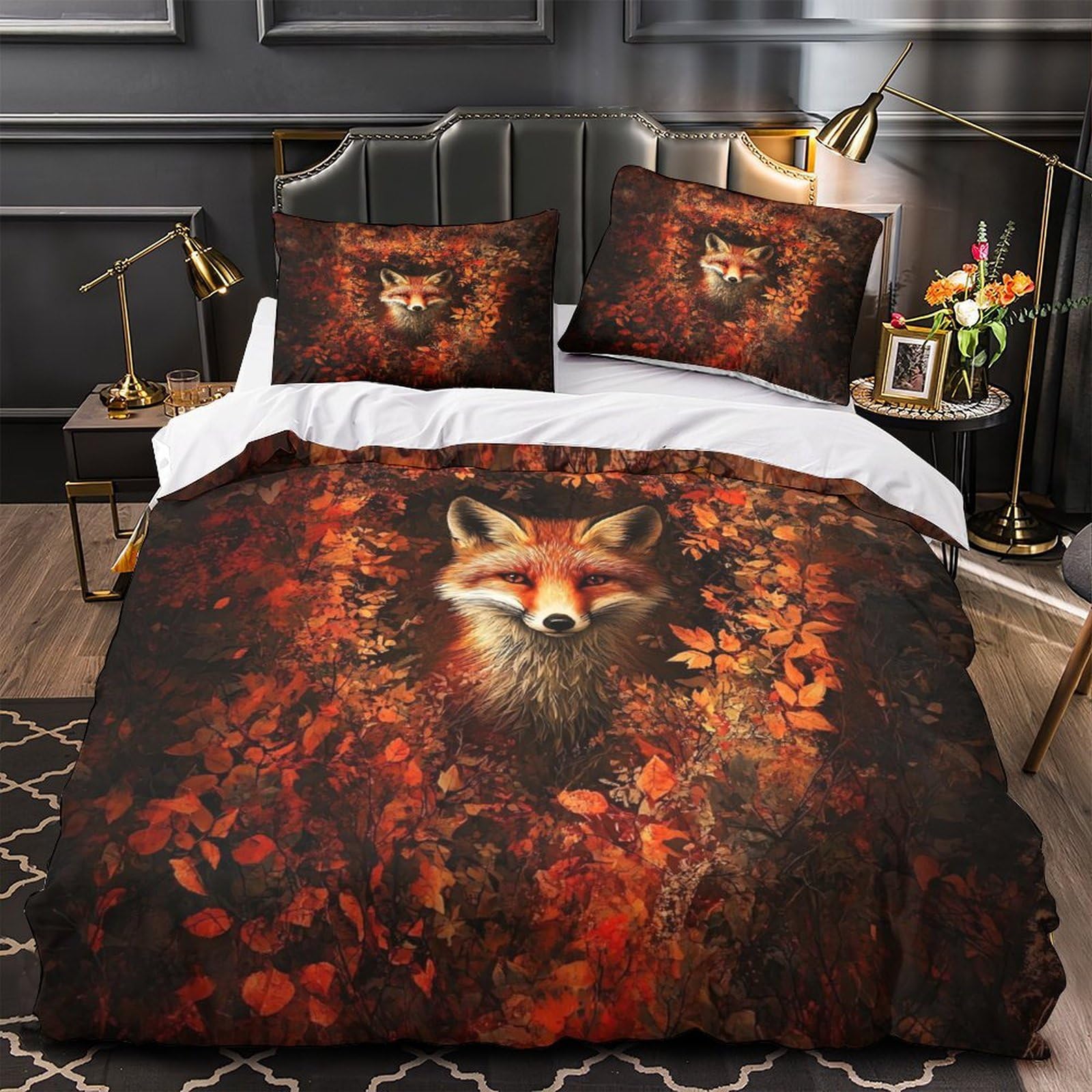 Housse de couette renard pour chambre d'amis et suite parentale ambiance chalet d'automne