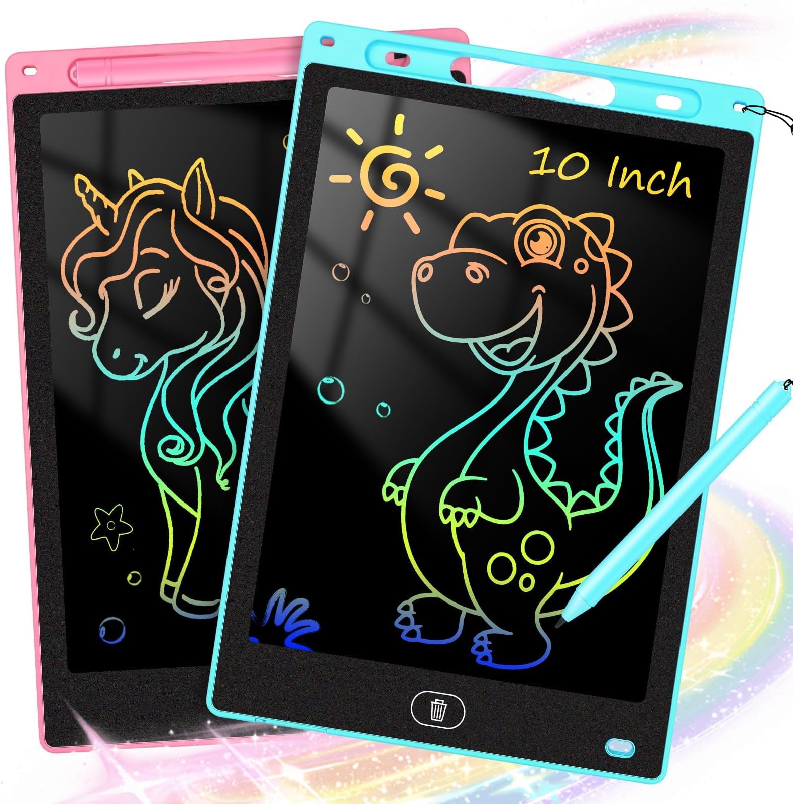 KTEBO 2 Pack 10 Inch LCD Writing Tablet for Kids, Electronic Drawing Pad and Doodle Board for Ages 3-8, Birthday and Educational Gifts for Boys and Girls, Stocking Stuffers for Kids(Pink & Blue)