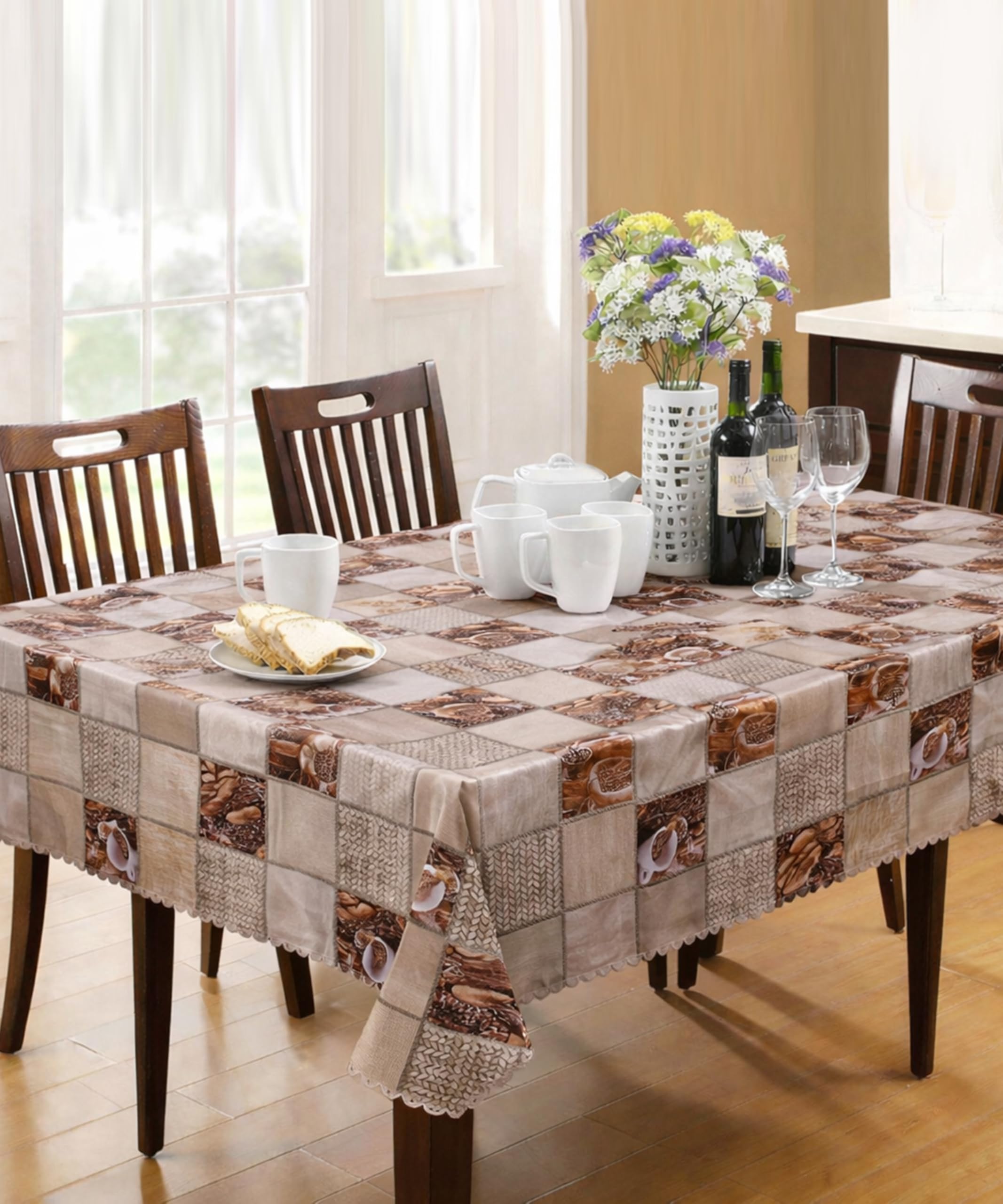 Dakshya Industries PVC Waterproof Table Cover 6 Seater 54x78 Inch – Washable Oil & Stain Resistant Dining Table Cover (Copper Check)-picture-12