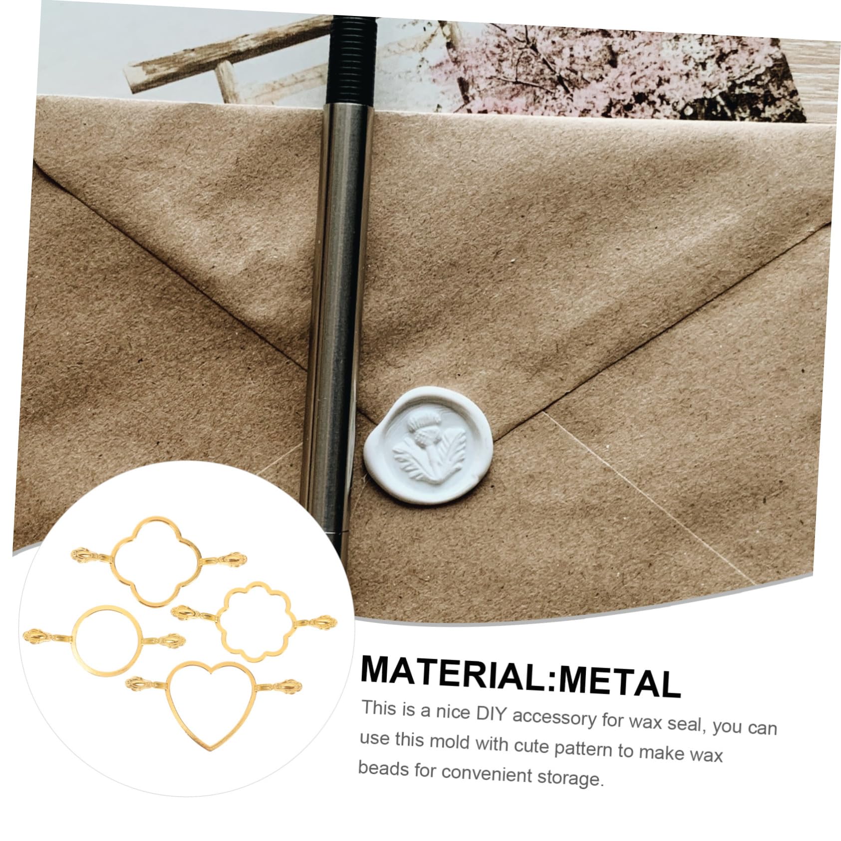 DOITOOL 3 Sätze Runde Blumendichtungsform Runde Wachssiegelform Stempelformen Für Wachssiegel Stempelformen Zum Basteln Kreative Wachssiegelform Wachs Schmelzform Metall Golden 4 Stück * 3