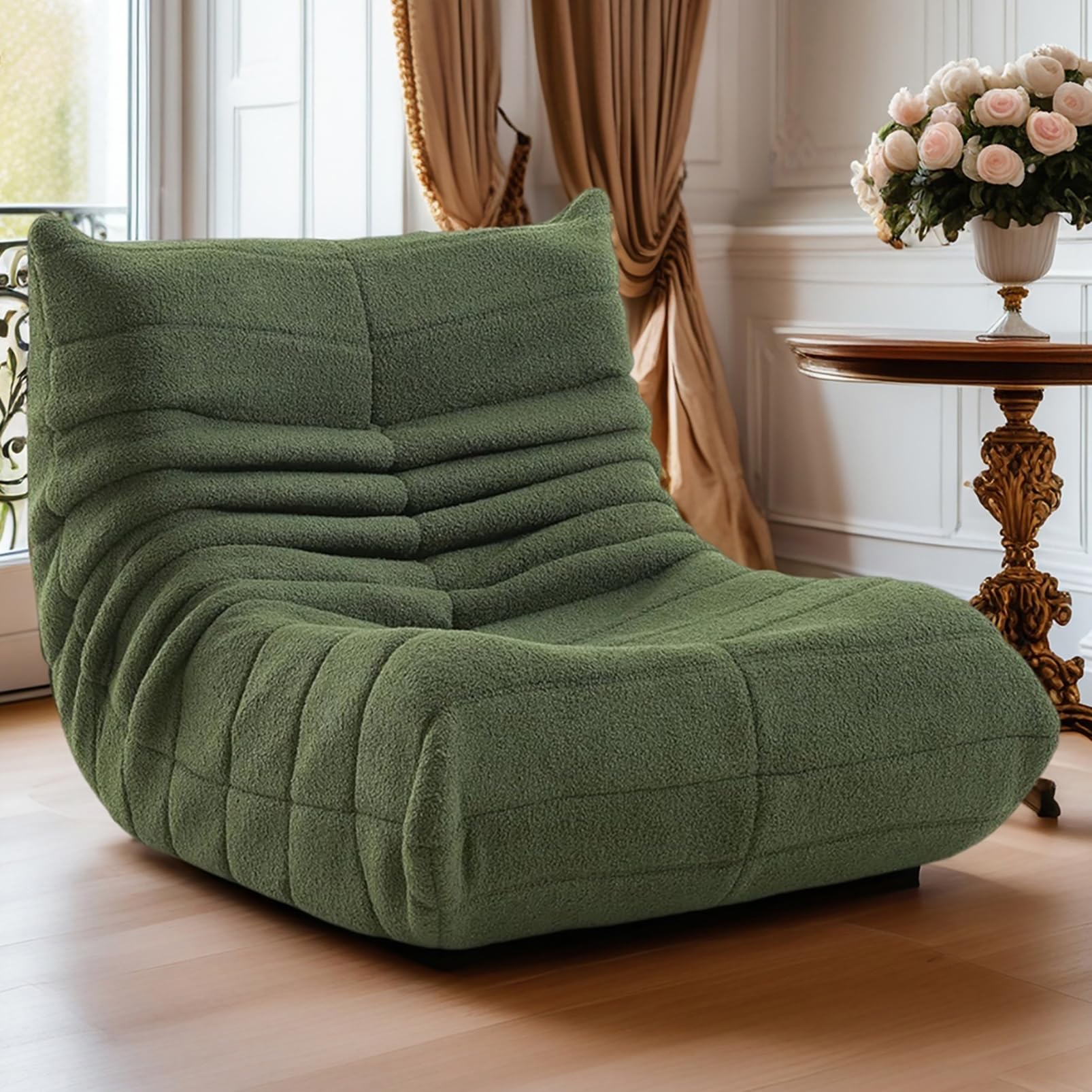 Fucxeoy Corner Bean Bag Chairs, Fireside Chair, Comfy Lazy Floor Sofa Couch, Ergonomic Design Lounge Single, Armless Accent Chair for Living Room Bedroom Dorm Salon Office (green) โ image 1