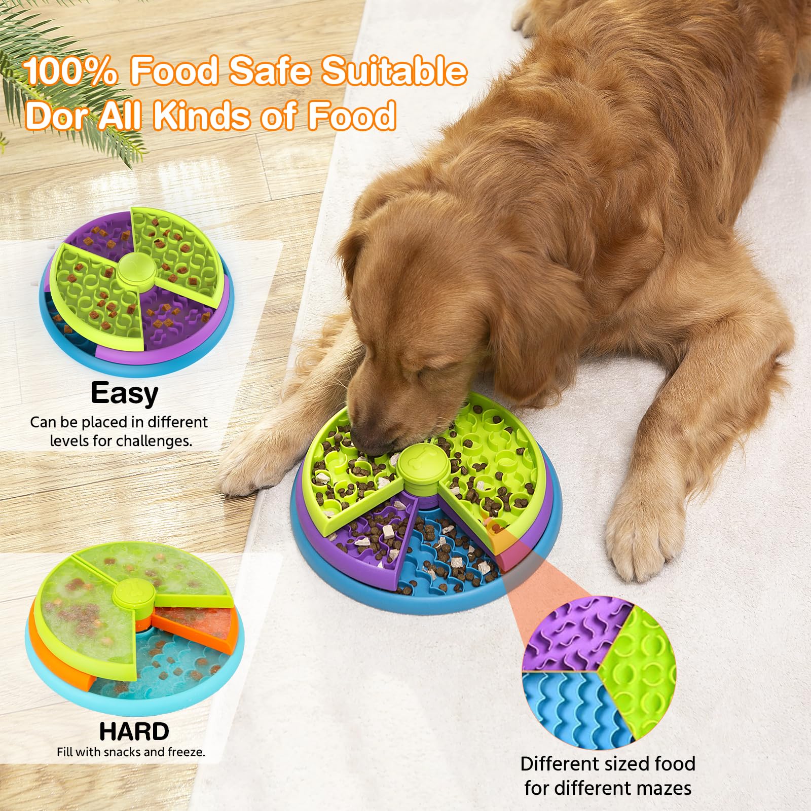 Slow Feeder Hundenapf 3 Schichten, reduziert Langeweile und Angst, Hundefutter Puzzle Feeder, Rutschfestes Interaktives Hunde-Puzzle-Spiel für kleine/mittlere/größere Hunde (2 Stück)