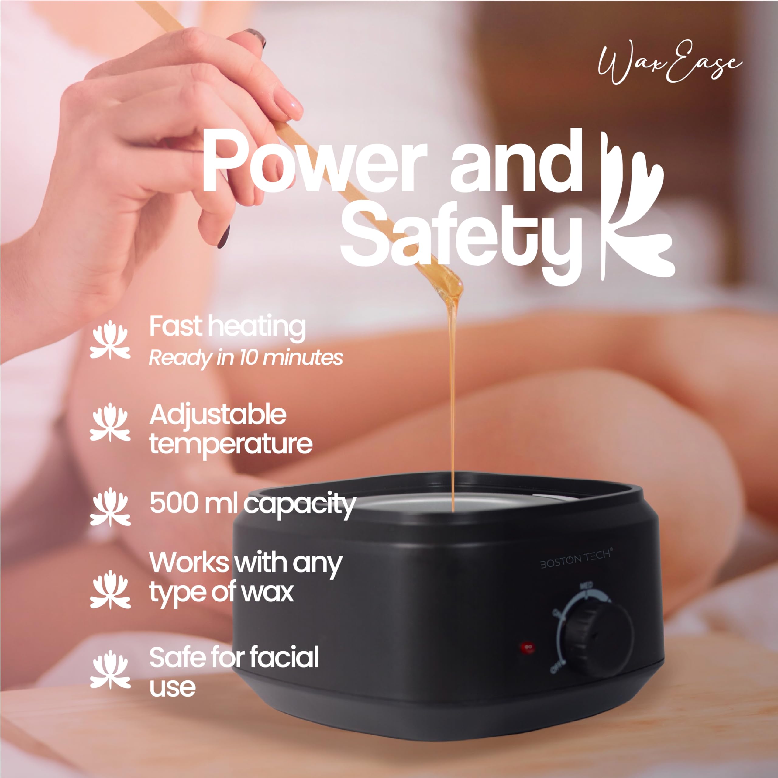 Scaldabagno elettrico per la depilazione professionale - Macchina per cera calda per depilazione a casa adatta per viso, braccia, ascelle e gambe - 500 ml modello HR101 (nero)