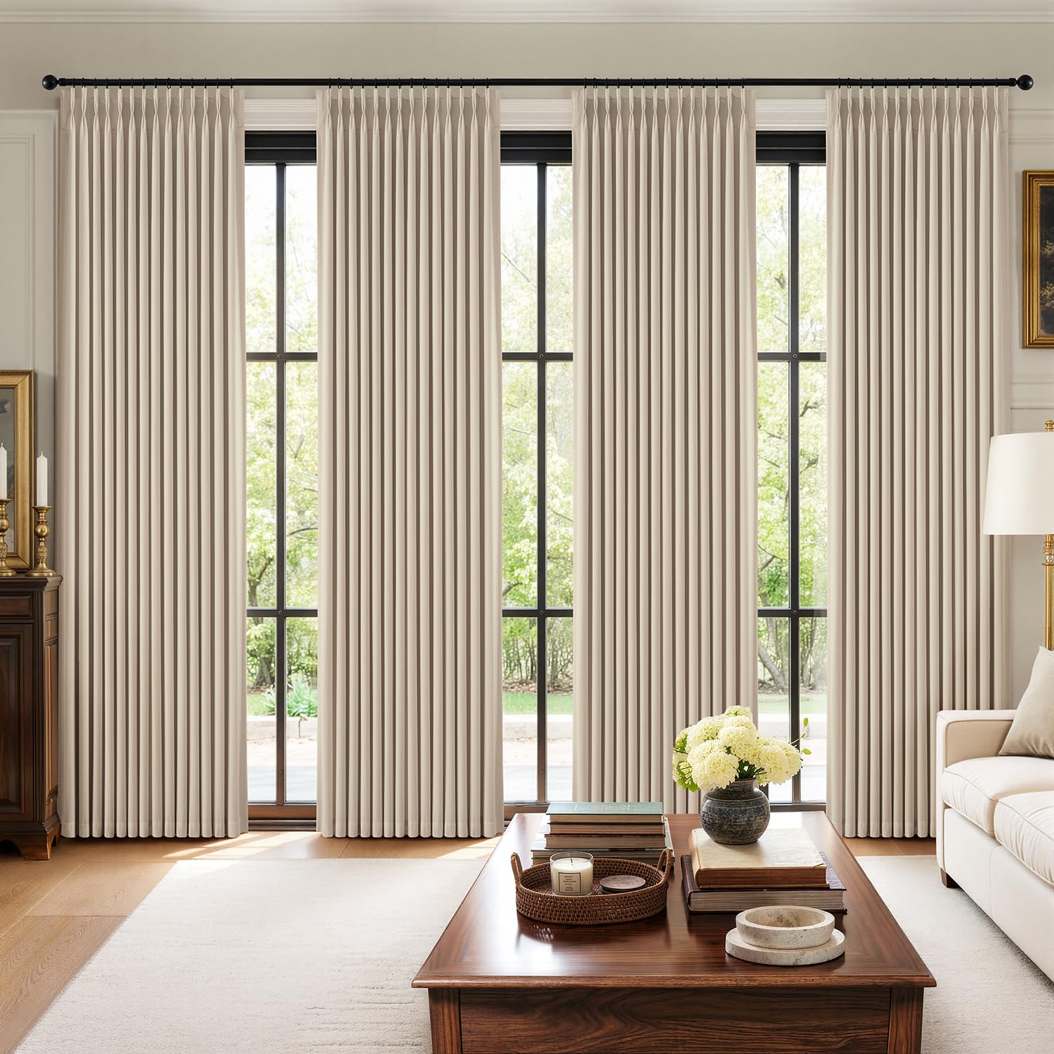 Photo 1 of MIULEE Pinch Pleated Blackout Curtains 40"x96" Natural (4 Panels)