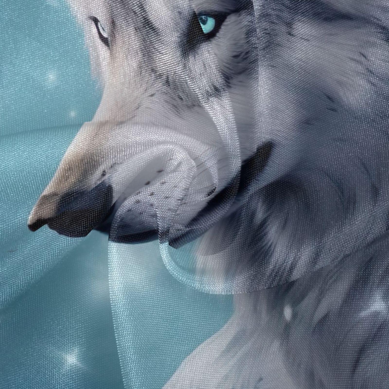 Wajiw 60 Inch Indoor Outdoor Round Tablecloth with Umbrella Hole and Zipper Waterproof Patio Table Cover for Camping Dining Room Party Outdoor Picnic,Wolf