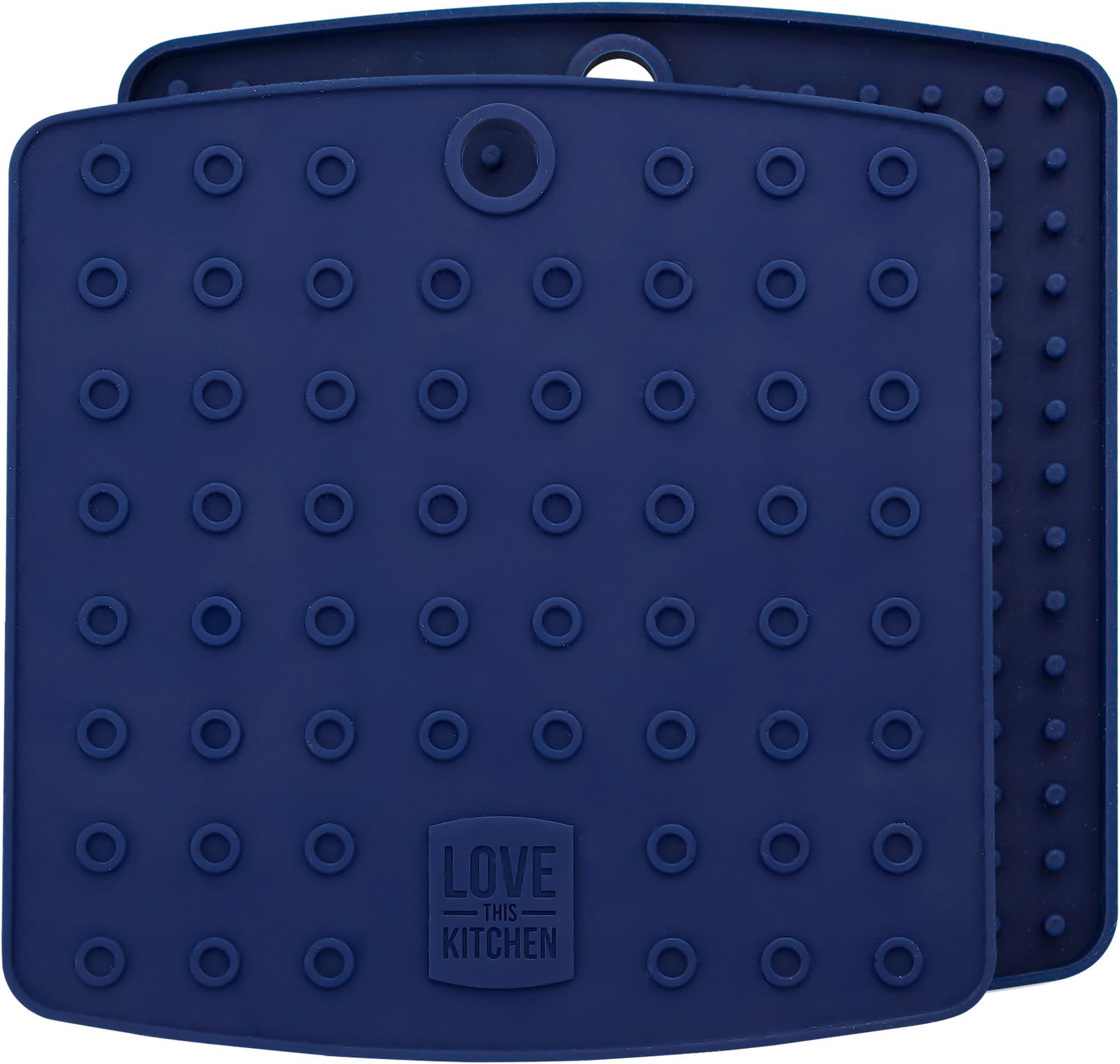 Silicone Trivet/Hot Pads for Hot Dishes - Easy to Clean Pot Holder for Kitchen - Durable, Flexible, & Multi-Purpose Mat That Helps Protect Countertops (7x7 in, Blue, 1 Pair)