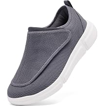 Mens Wide Diabetic Slip-On Shoes Adjustable Comfortable Walking Shoes for Swollen Feet Elderly Foot Pain Relief and Neuropathy Support
