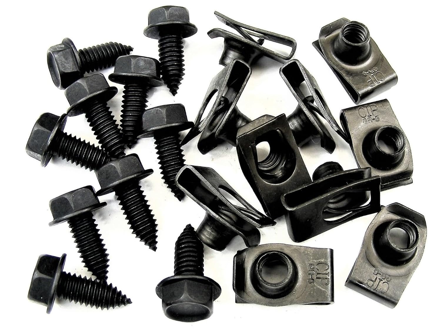 Retro-Motive Body Bolts & U-nut Clips- 5/16" x 13/16" Long- 1/2" Hex- 20 pcs- Fits Chrysler- (1891/1930) #2125