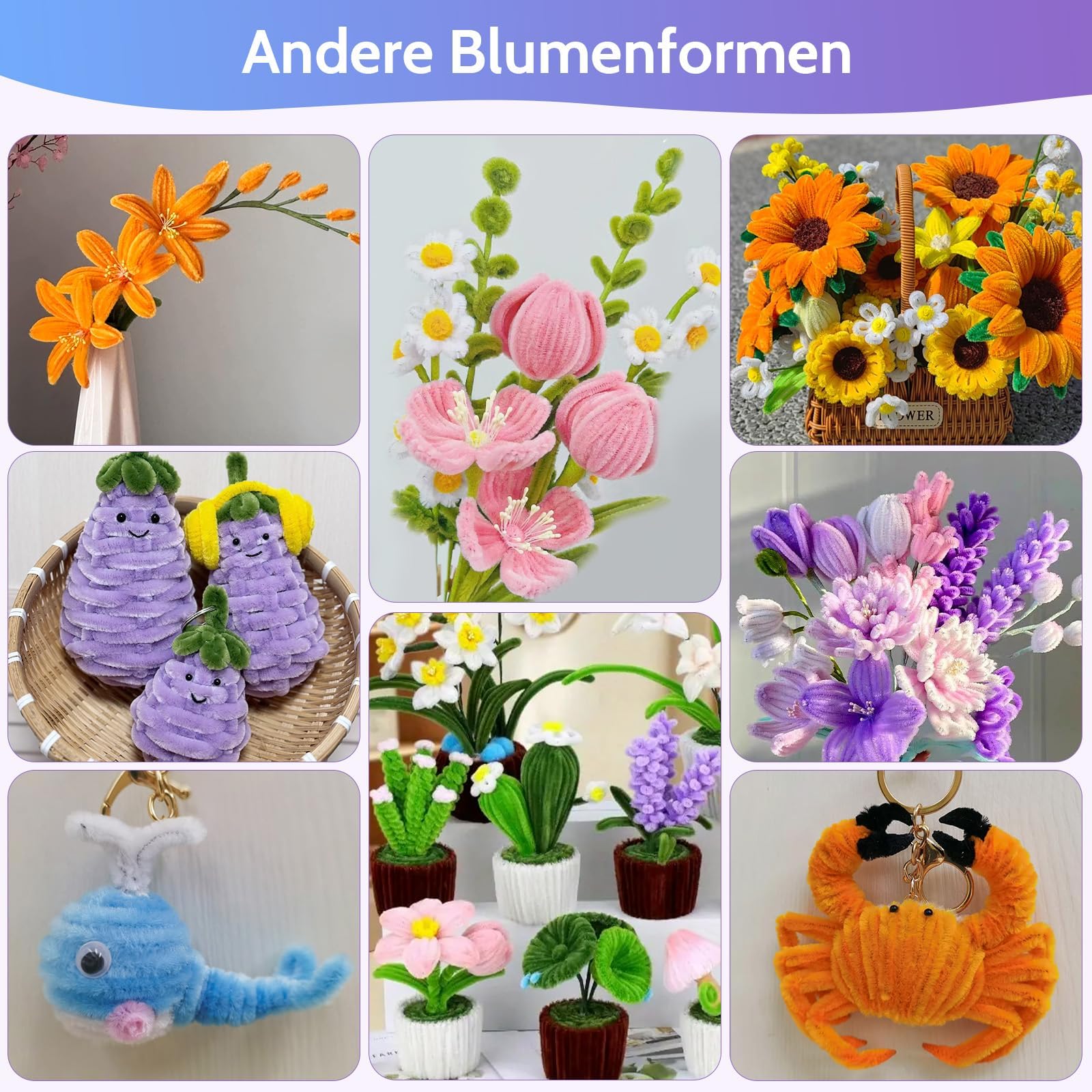 DIY Flores Set Limpiador de Pipas 800 Piezas Kit DIY Ramo de Flores