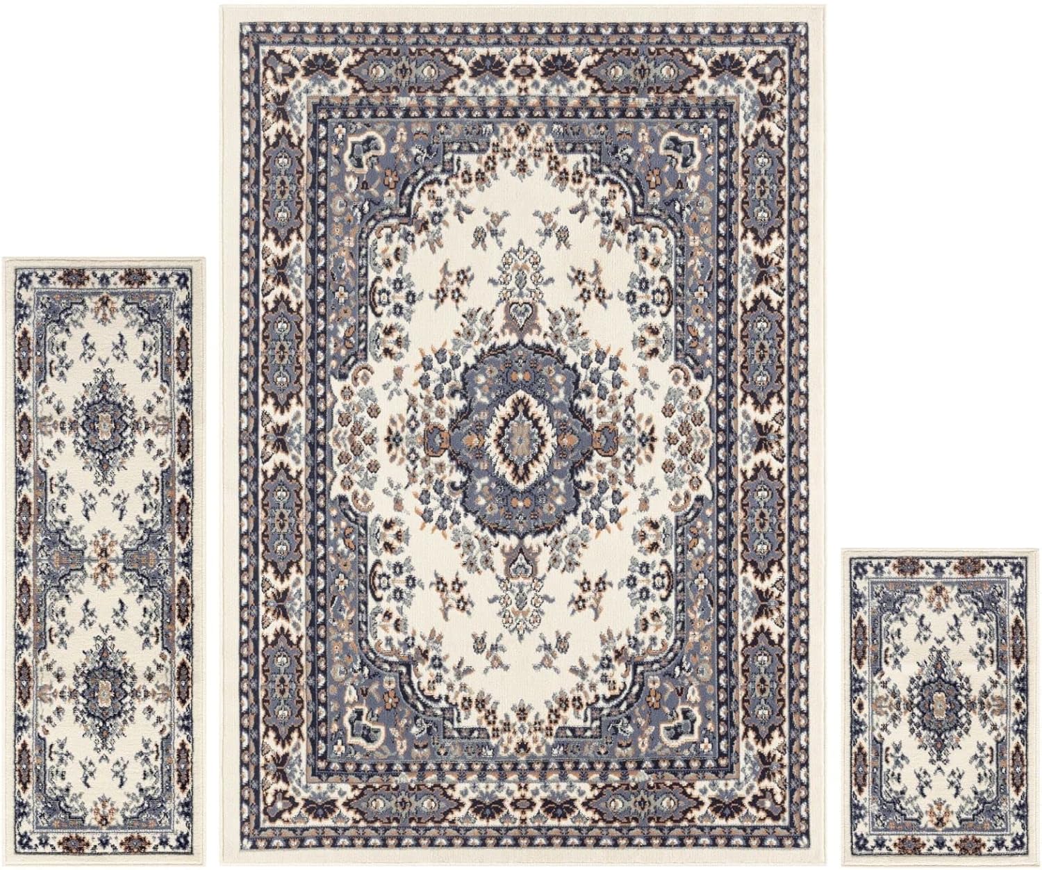 Home Dynamix Ariana Ksara Traditional Medallion 3-Piece Area Rug Set, Ivory/Blue Home Dynamix Ariana Ksara Traditional Medallion 3-Piece Area Rug Set, Ivory/Blue