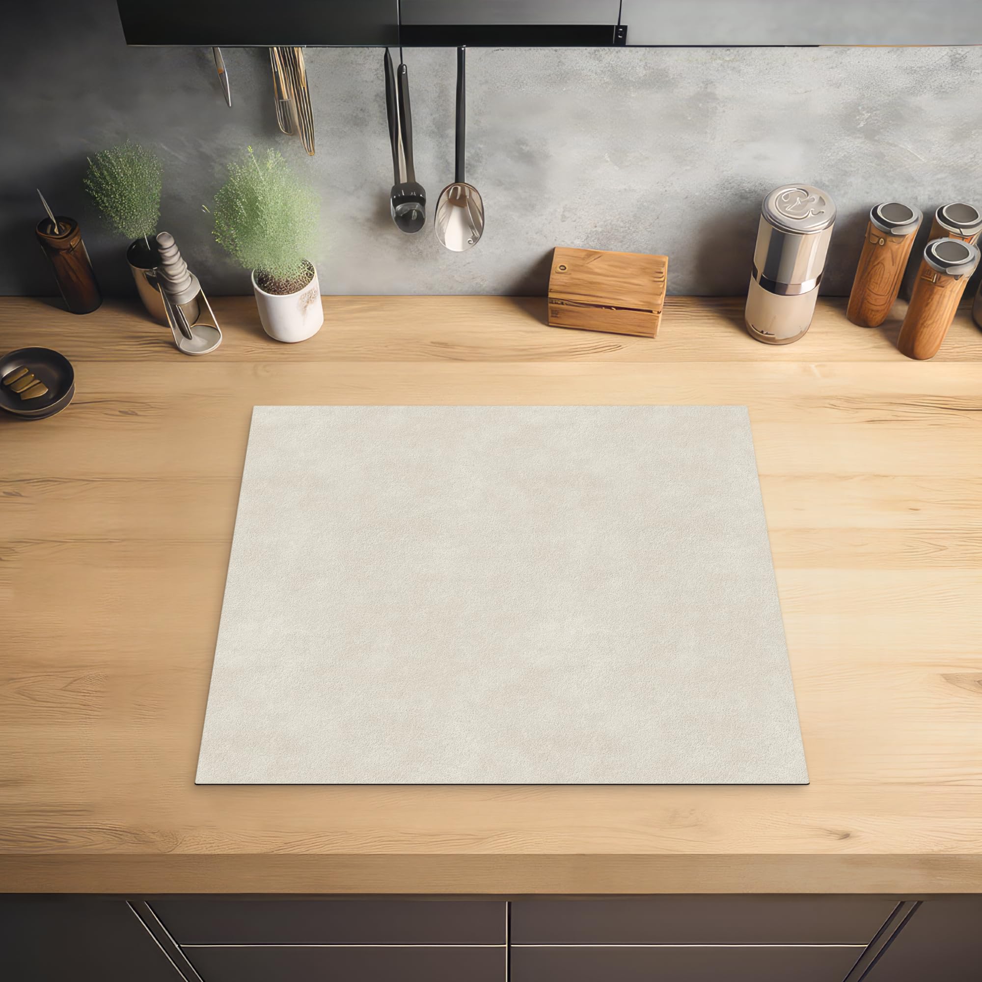 KitchenYeah© Protector Vitroceramica 60x52 cm Tapa para induccion Placa Encimera Cubre de Protectora Cocina Color arena - Moderno - Liso
