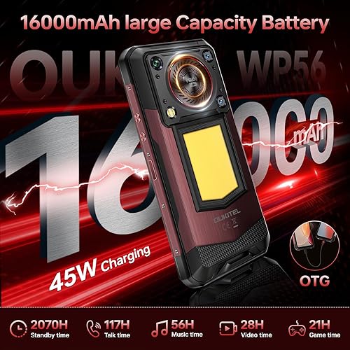 Miniatura 2 de OUKITEL WP56 5G teléfono resistente desbloqueado-16000mAh45W batería, 24GB+256GBTF 2TB, 6.8" FHD+pantalla teléfono celular, cámara de 108MP, luz de