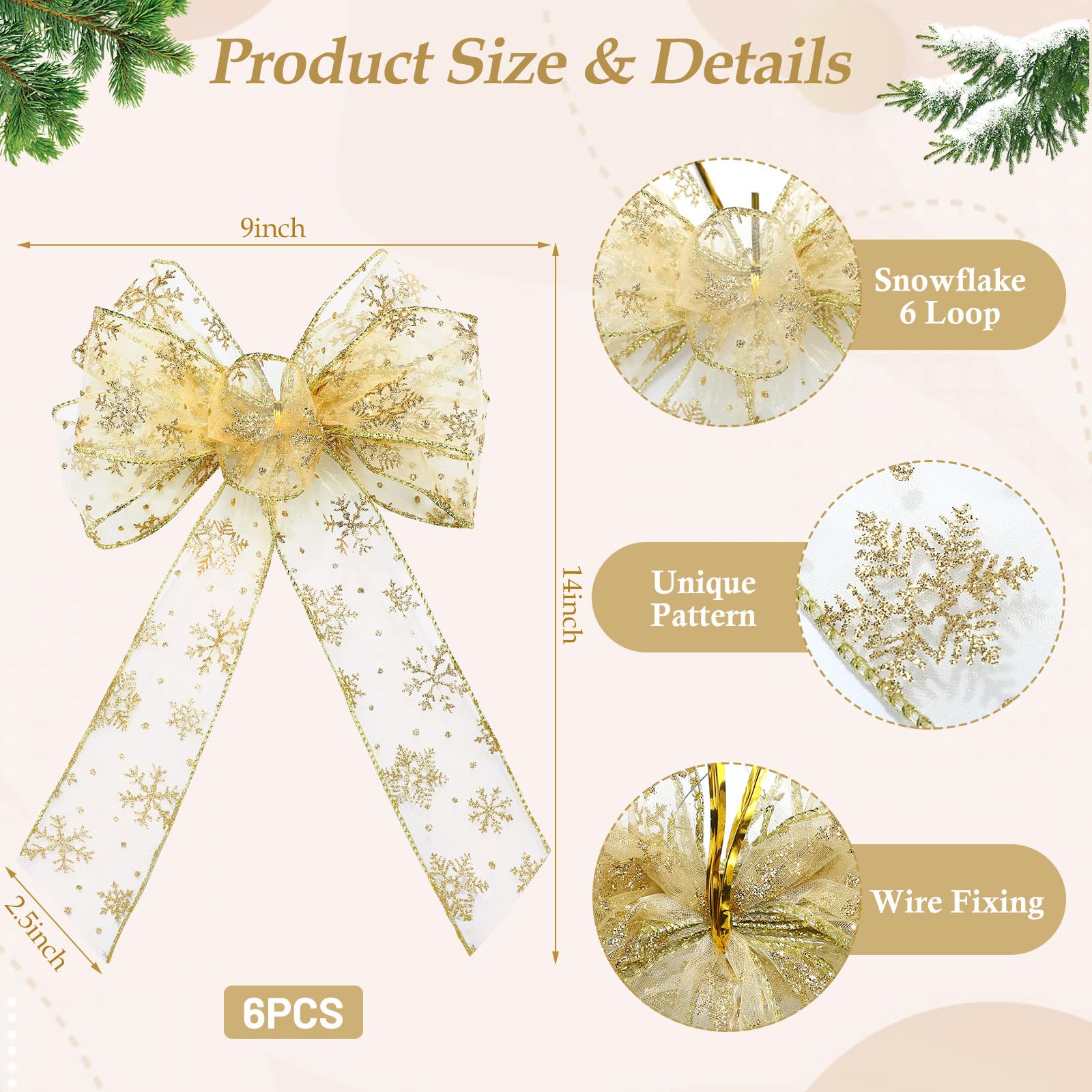 Knitgrip 6 Pcs Christmas Tree Bows 14