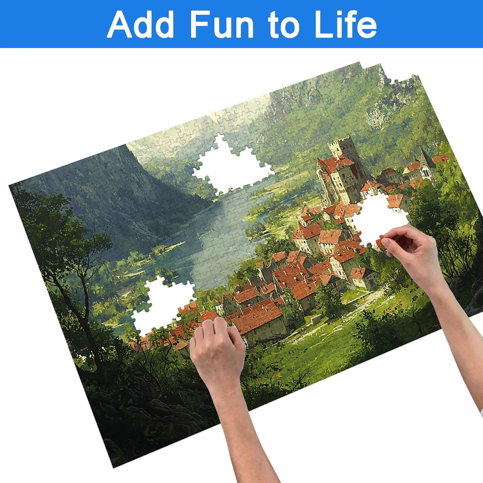 Puzzle 3000 elementów dla dorosłych, puzzle krajobrazowe dla dorosłych i dzieci, duże drewniane puzzle z pudełkiem, gra koncentracyjna dla dorosłych, 3000 elementów puzzli miasto do dekoracji ścian