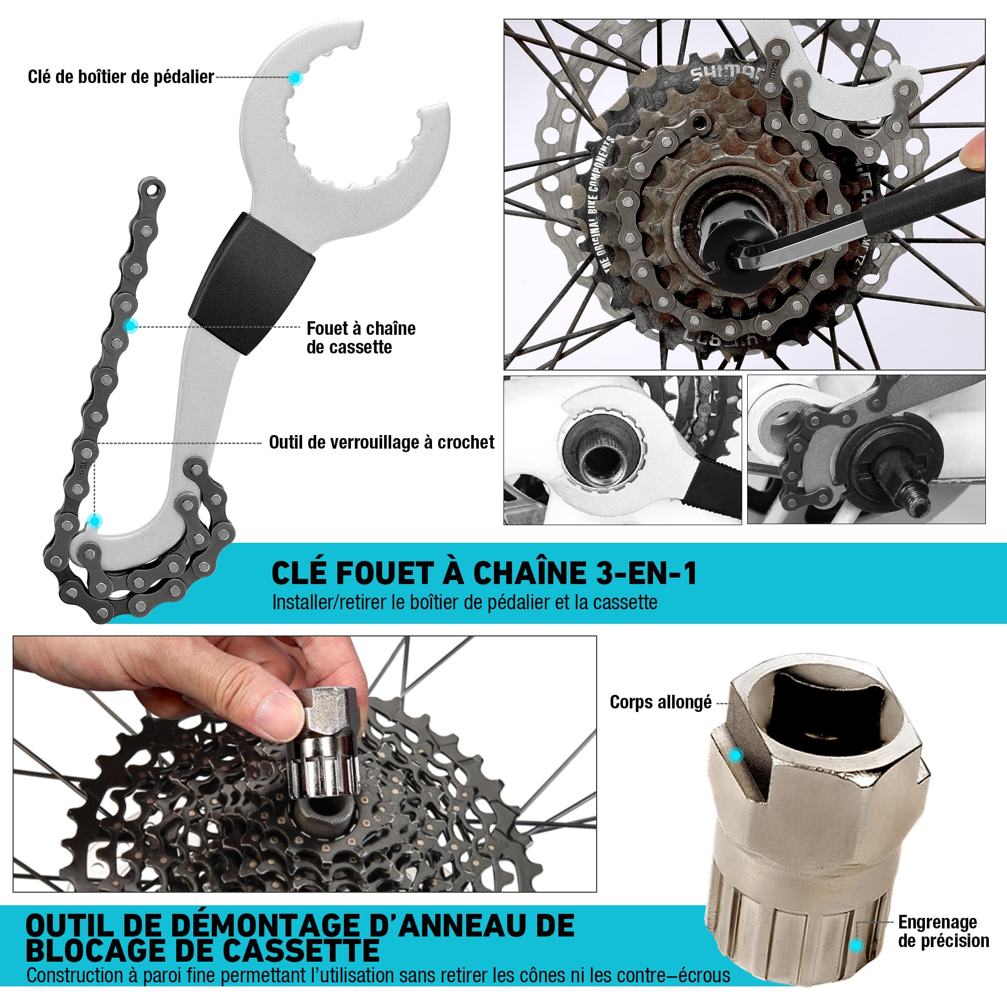 DURATECH Kit d'Outils de Réparation pour Vélo 31 pièces avec Mallette