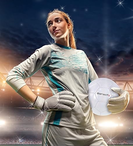 Miniatura 7 de Barocity Balón de fútbol  Pelota oficial de alta calidad para niños y niñas con patrón hexagonal reflectante fresco, duradero, interior, exterior,