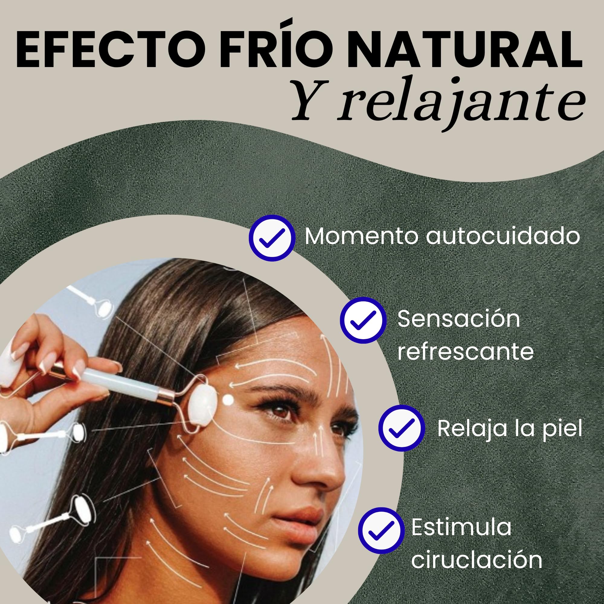 Set GuaSha Facial y Rodillo de Jade 100% auténtico | Masajeador Facial con Rodillo Liso, Rodillo Dentado y Piedra Guasha | Kit Reafirmante y Drenaje antiarrugas para tonificar la piel